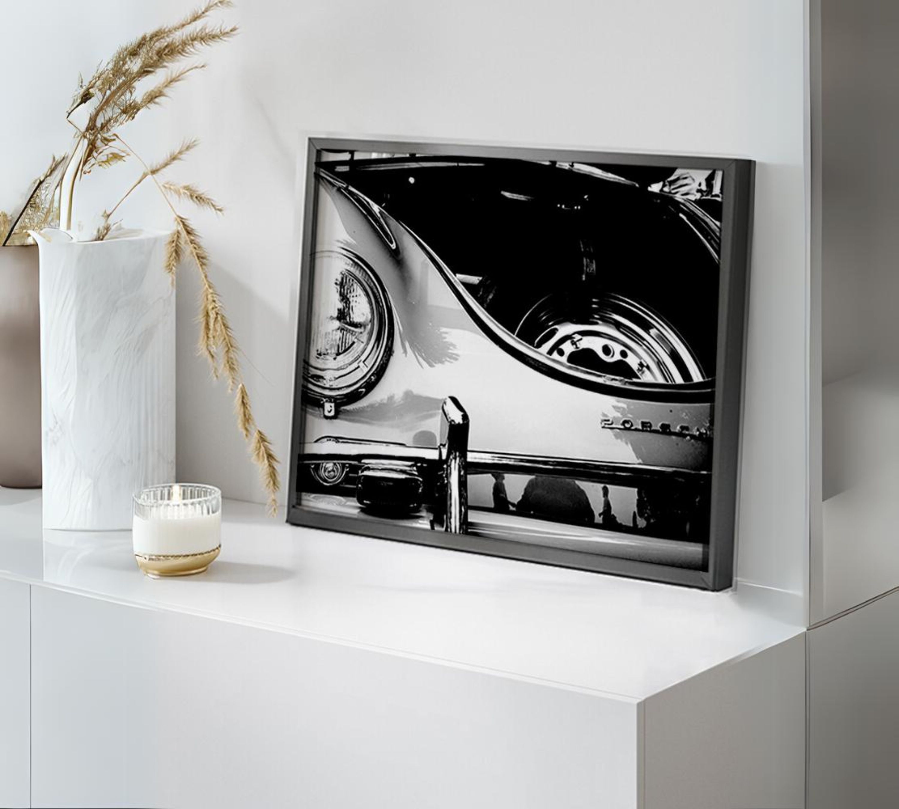 Front View of a Classic Porsche Art print with frame