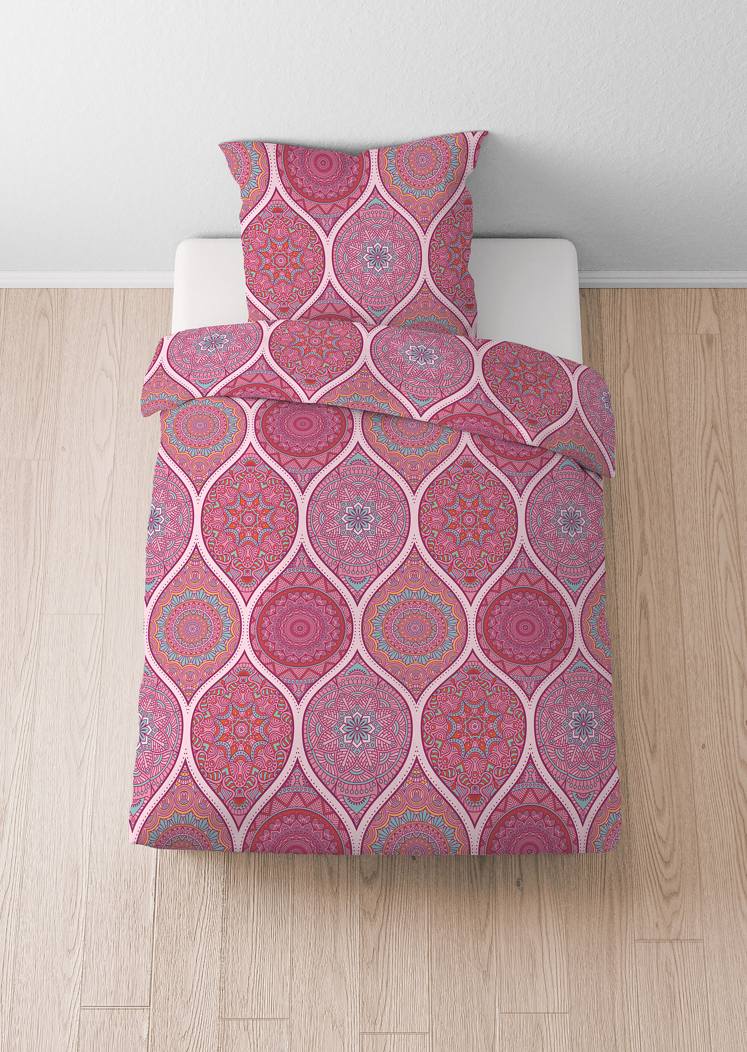Ornament Bedding Renforcé Red 155 x 220 Pillowcase 80 x 80