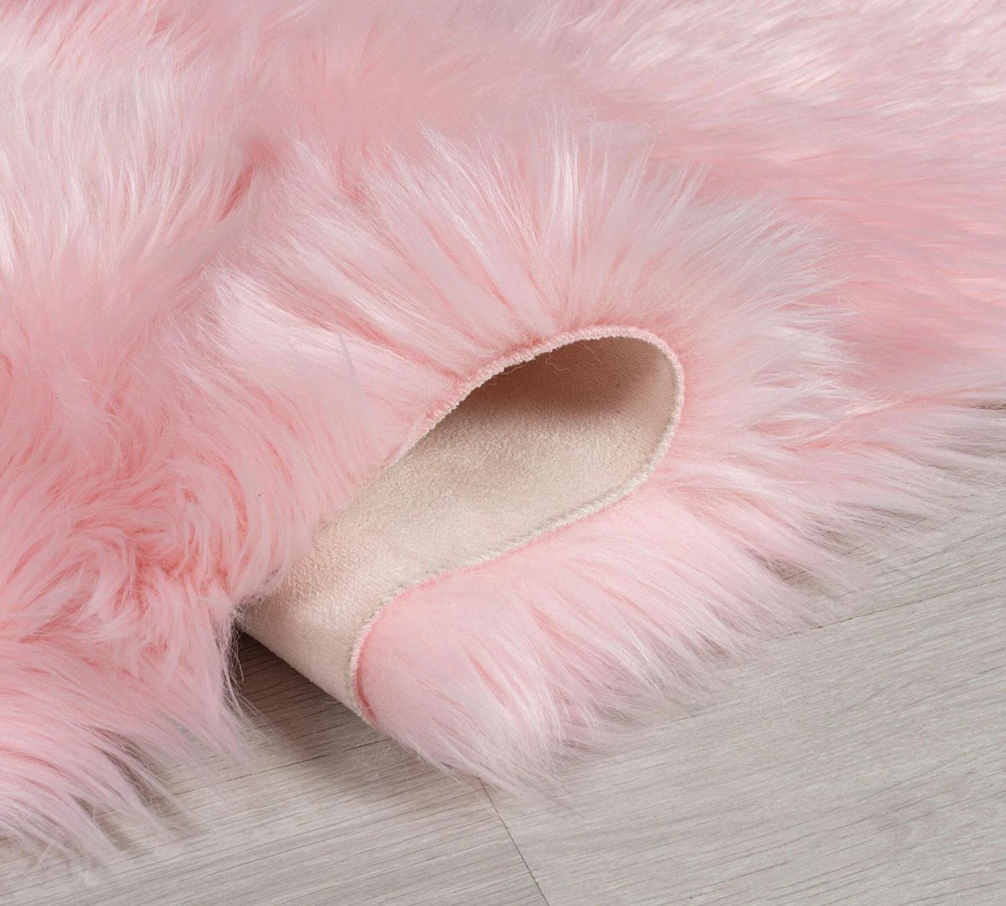 Hochflorteppich Sheepskin Kunstfaser Pink 120 x 170 cm