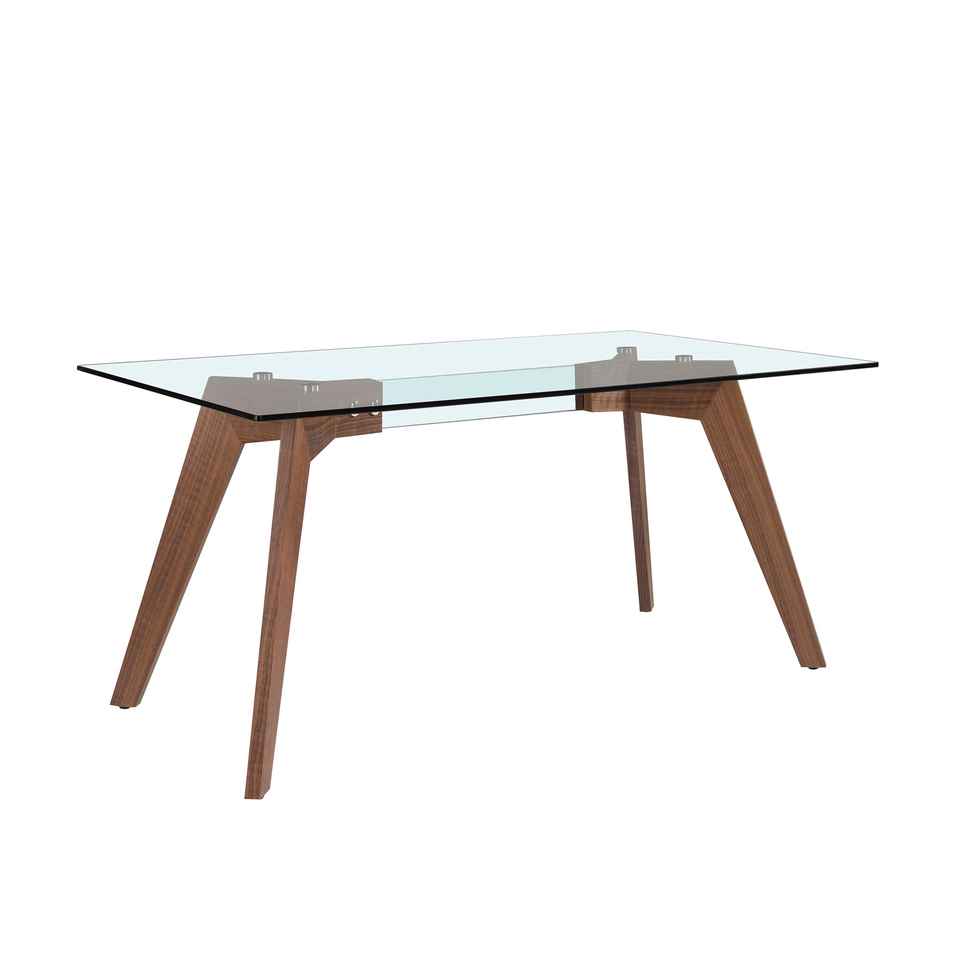 1031 Tavolo da pranzo rettangolare impiallacciatura di legno vetro