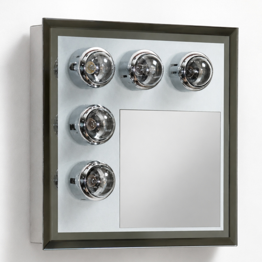 Wall lamp with mirror steel 1970s
