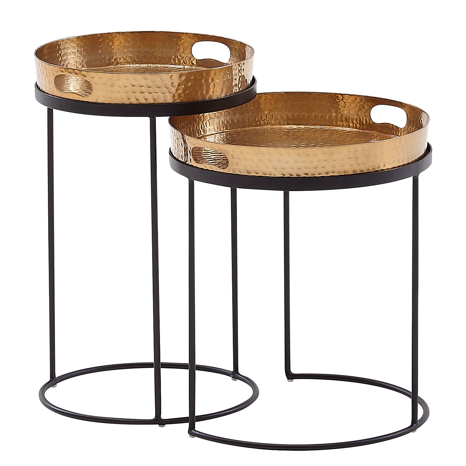 2x Conesa Beistelltisch Aluminium Gold Schwarz