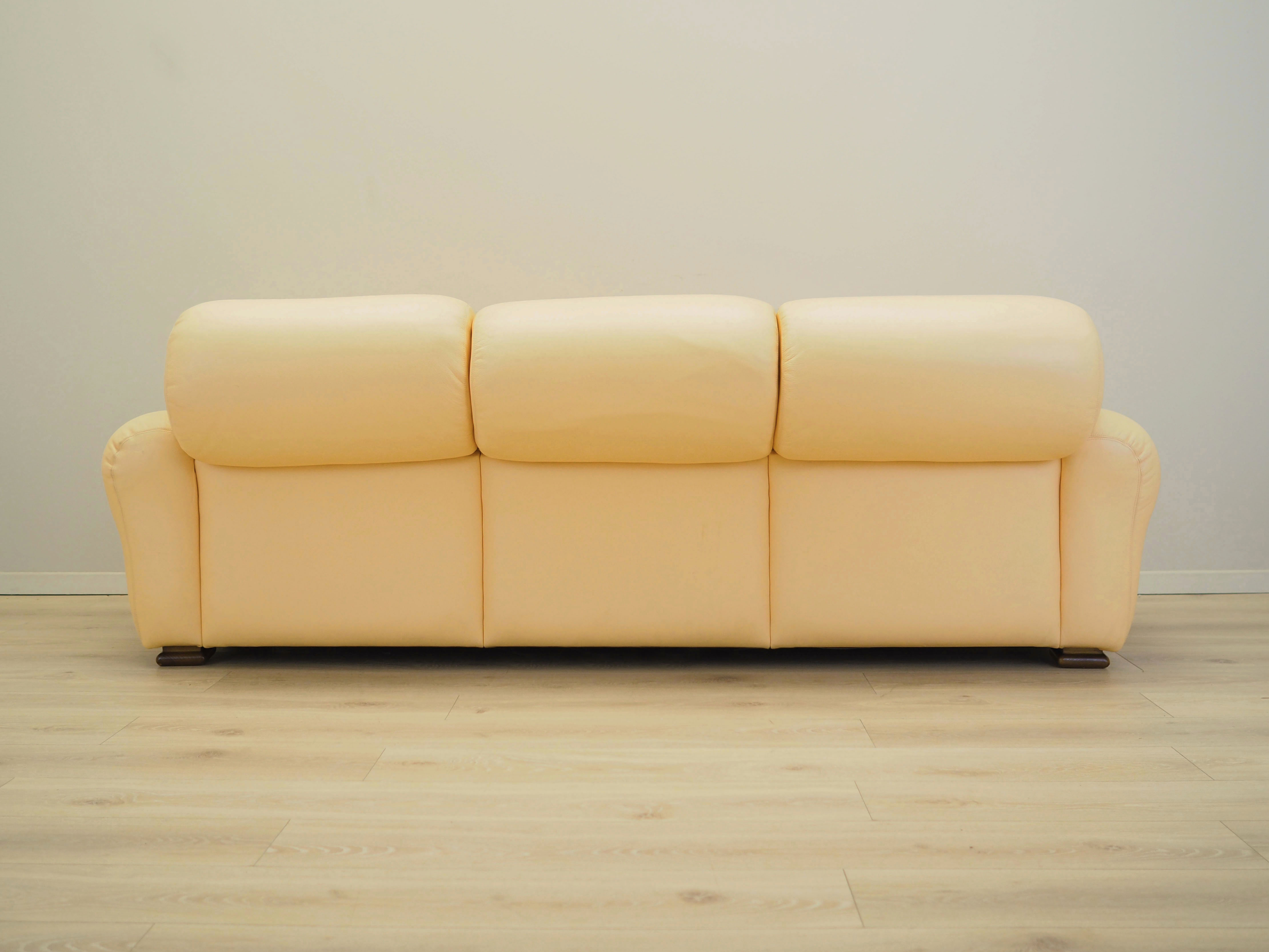 Sofa Leder Creme 1960er Jahre