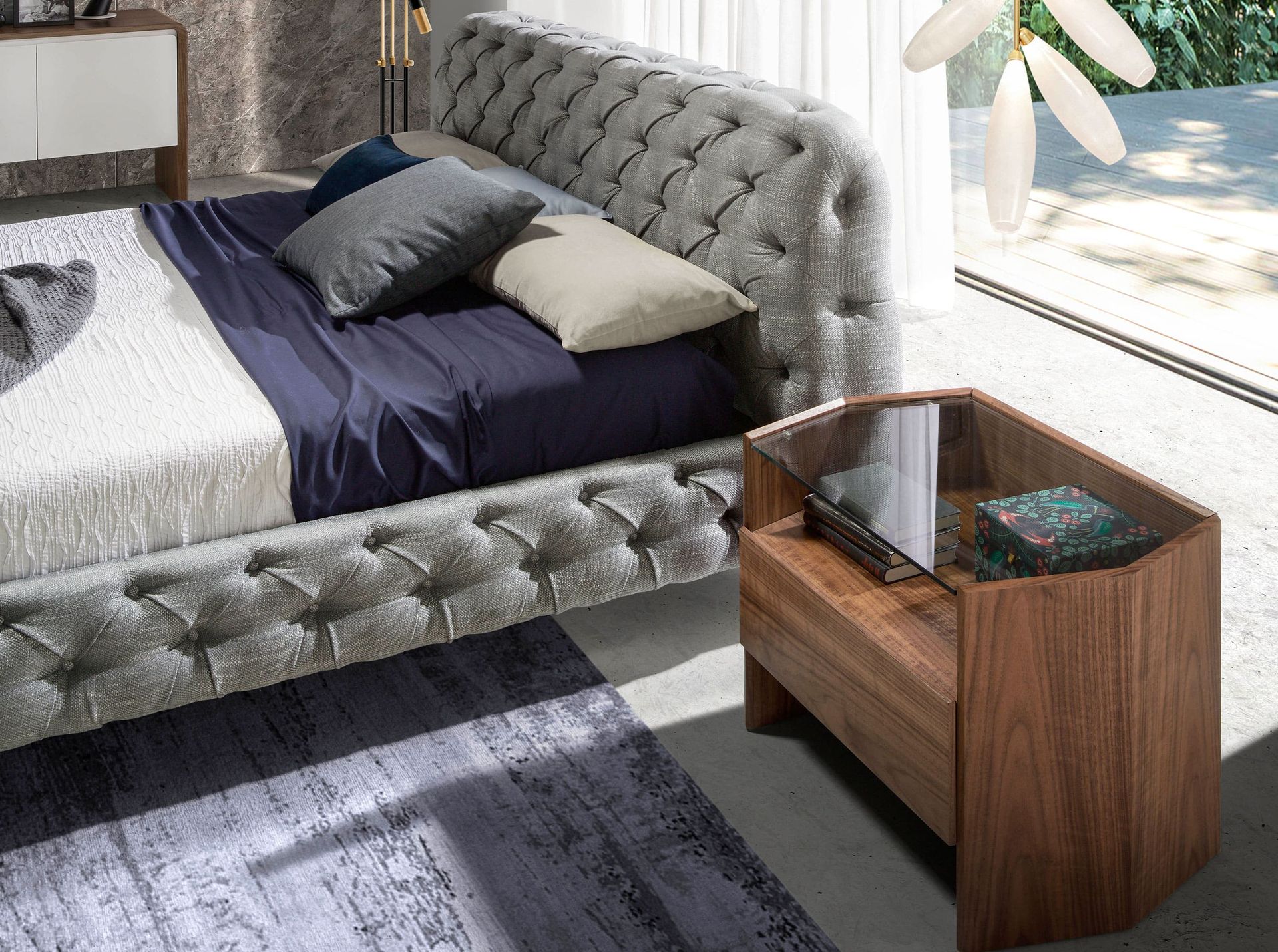Polsterbett Textil Grau