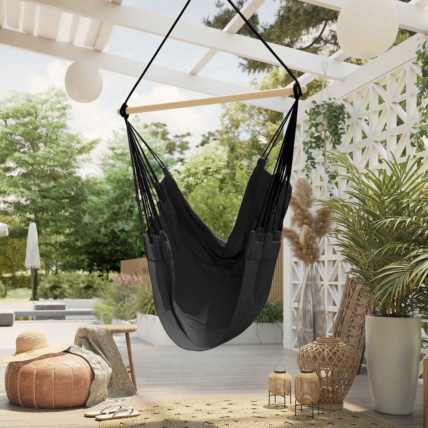 Hanging Chair Malero Cotton Black