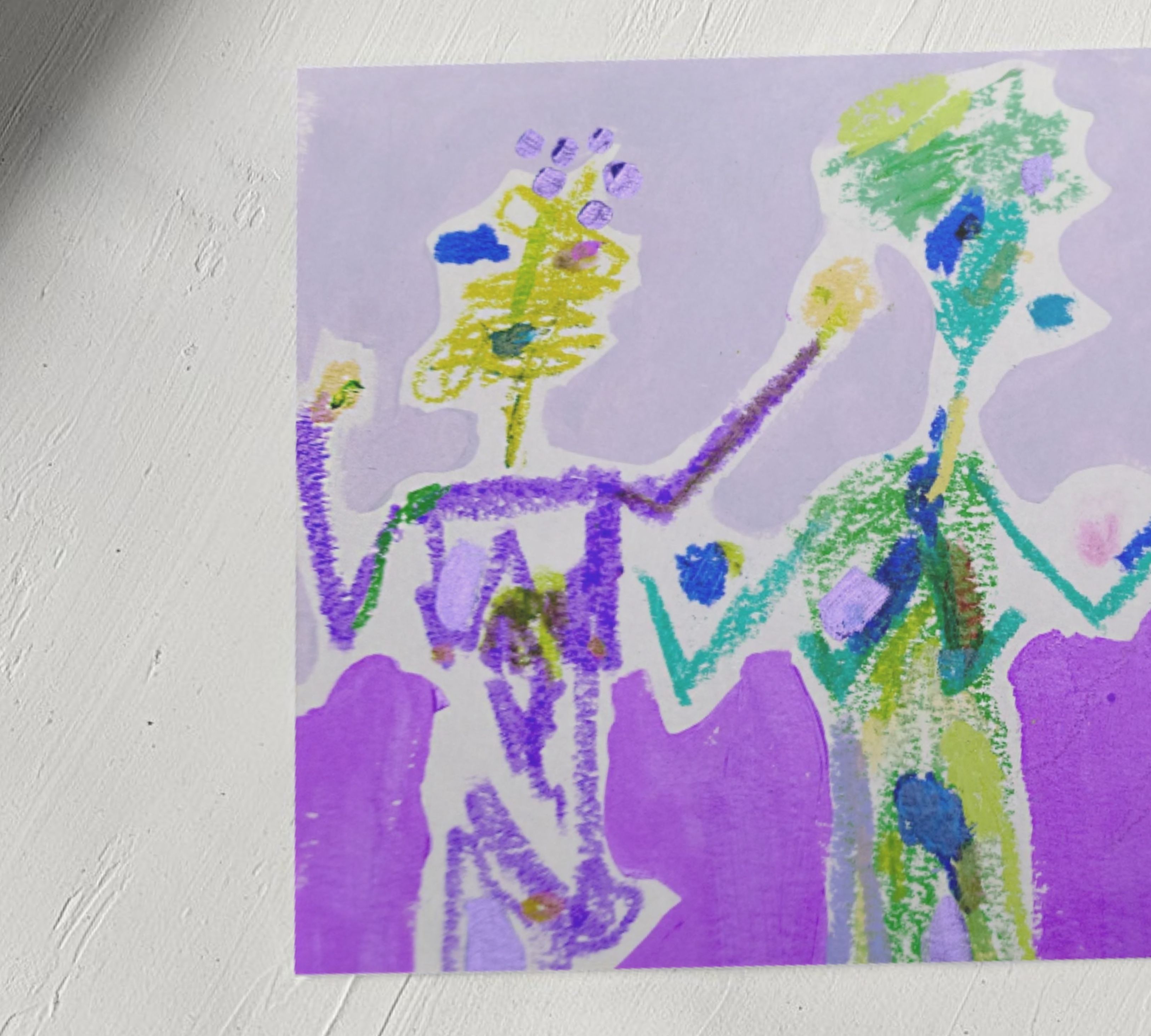 Gracias del carnaval verde con stampa d'arte viola multicolore