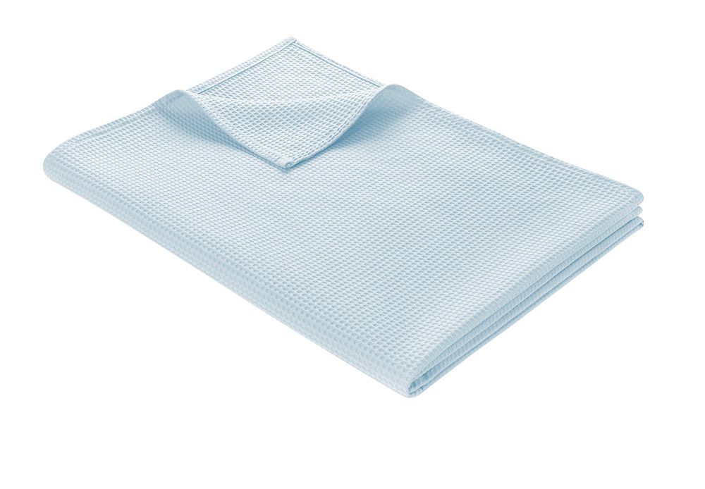 Leichte Decke aus Waffelpiqué 100% Baumwolle Hellblau Single