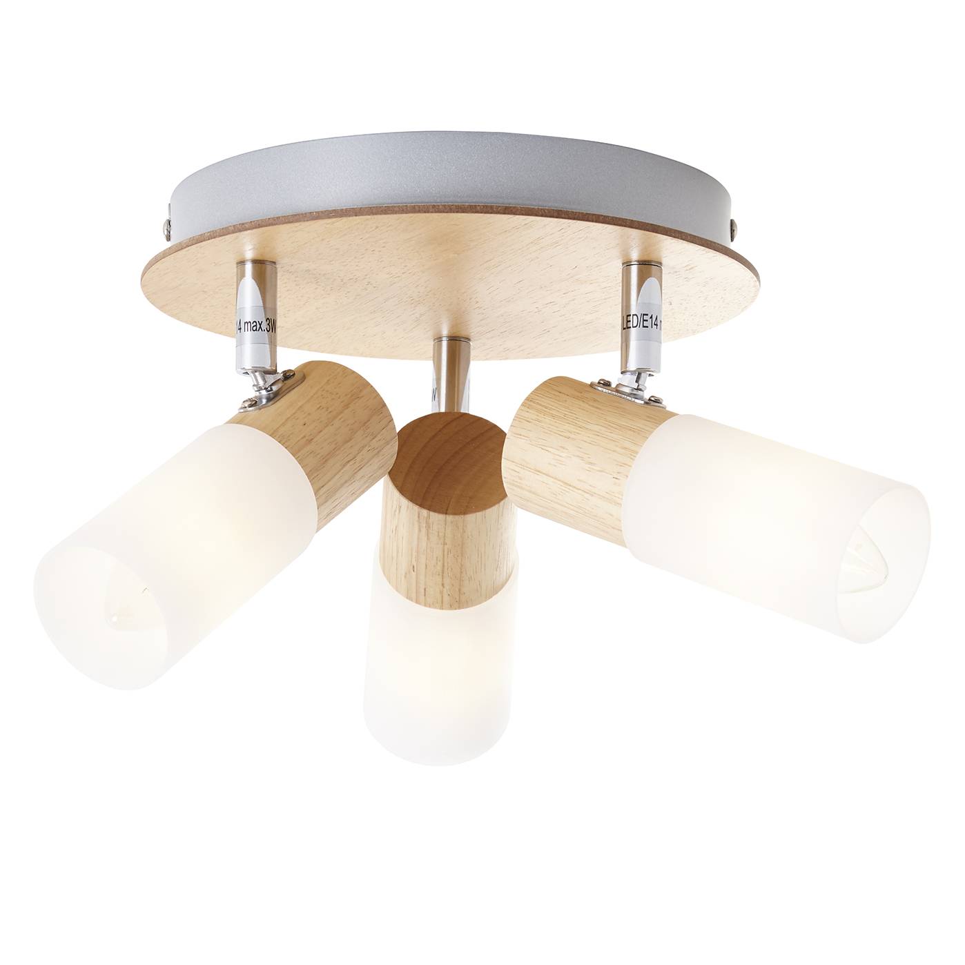 3-Light Babsan Ceiling Spotlight Iron Solid Rubberwood