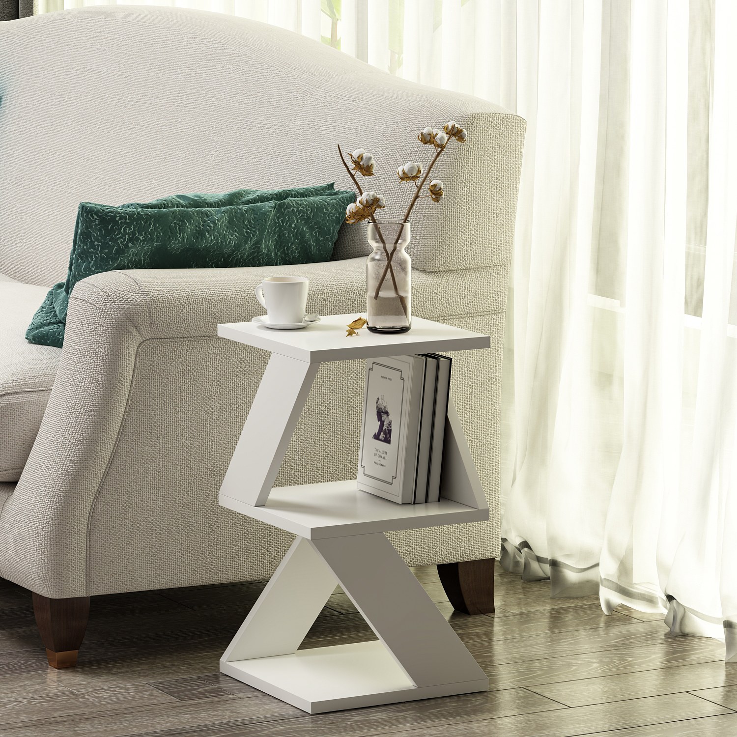 Albeni Side Table Wood Veneer White