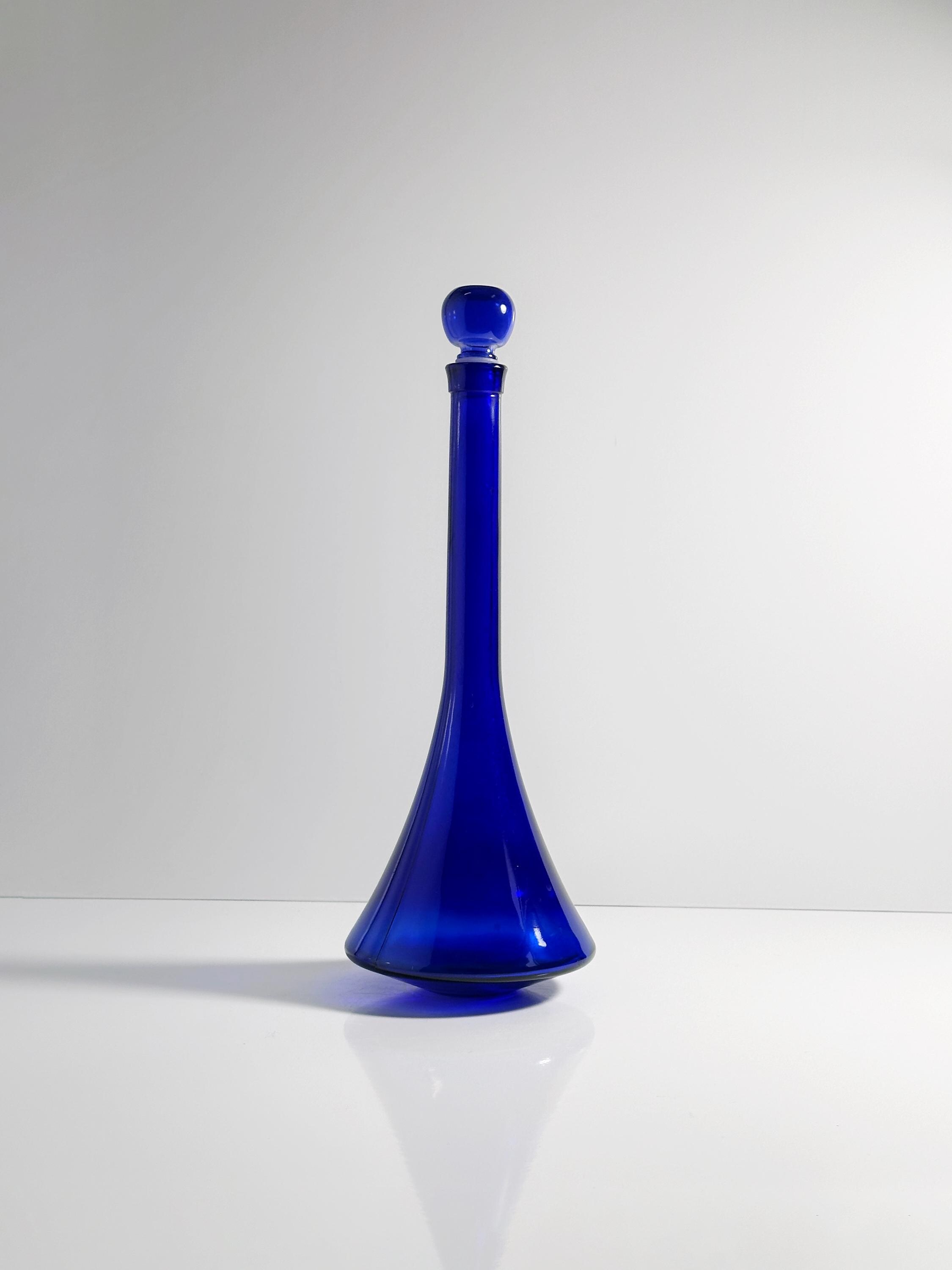 Vintage Postmodern Karaffe Blau 1980er Jahre