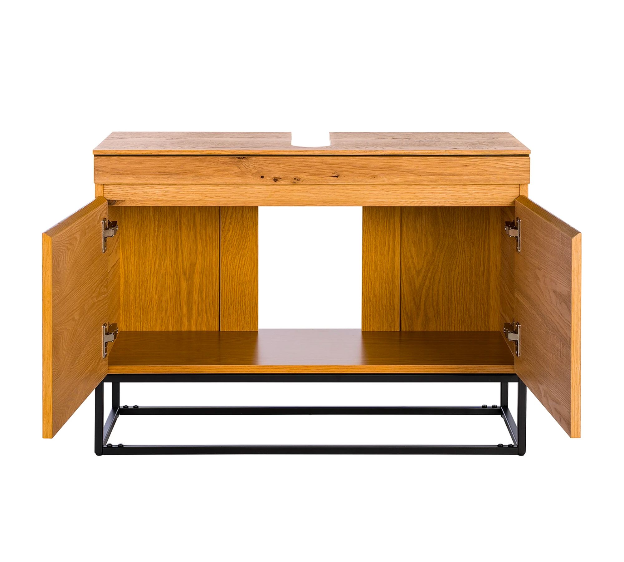 Waschbeckenunterschrank Stahl Holz Eiche