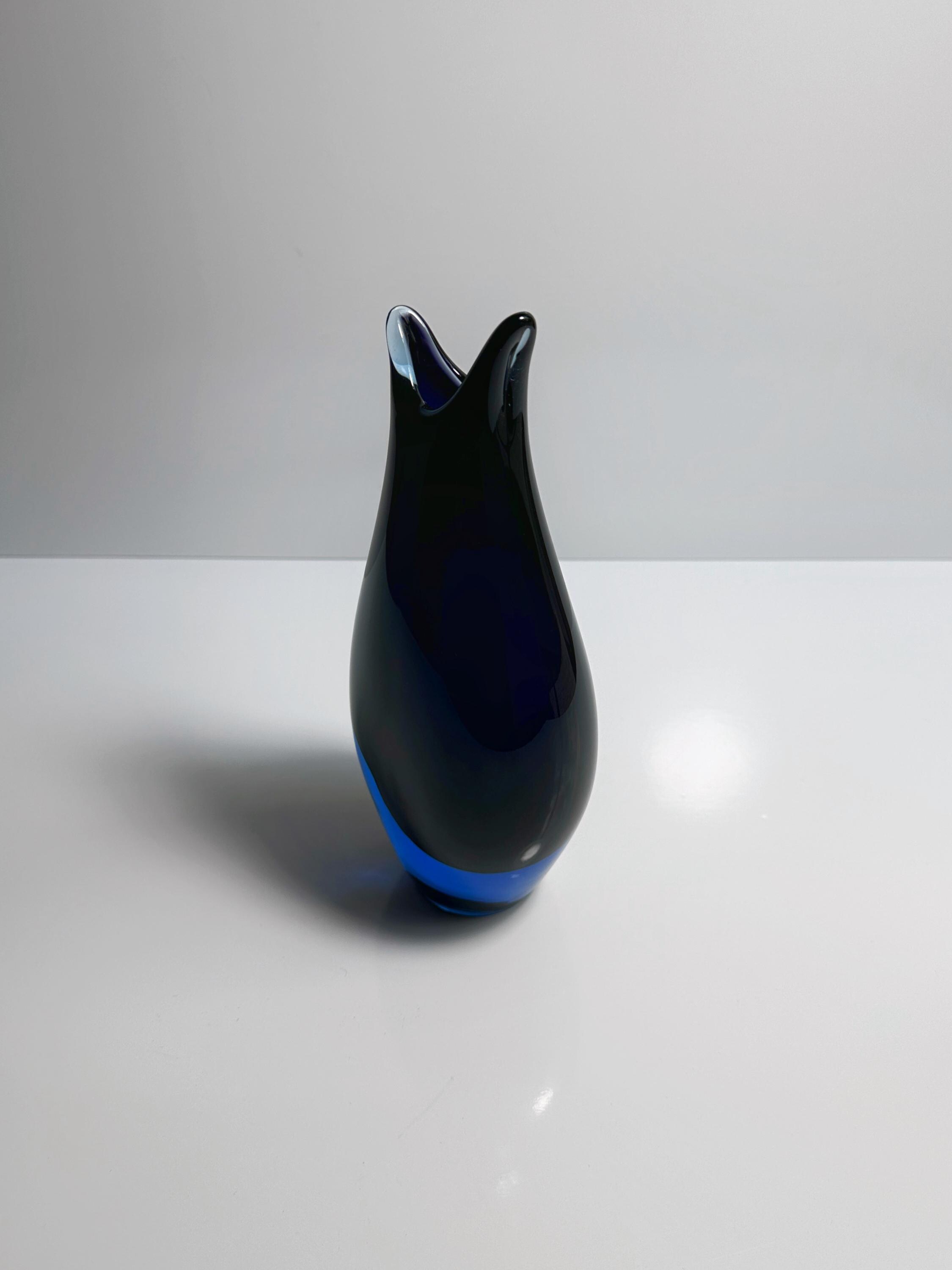 Vintage Vase Muranoglas Dunkelblau