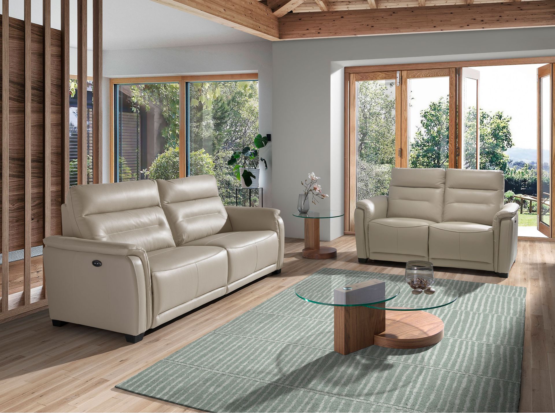 Side table walnut glass