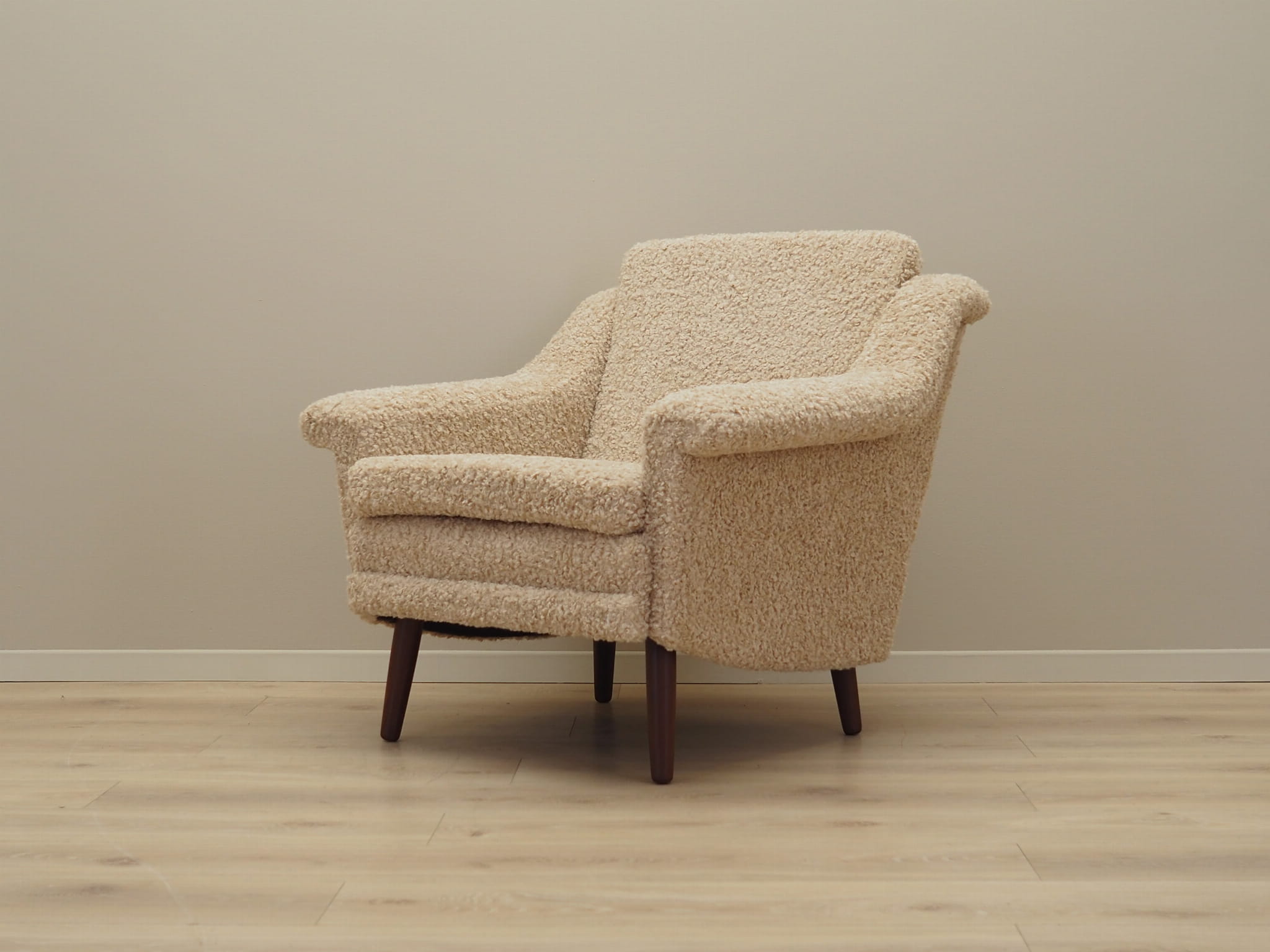 Vintage armchair textile wood beige 1970s