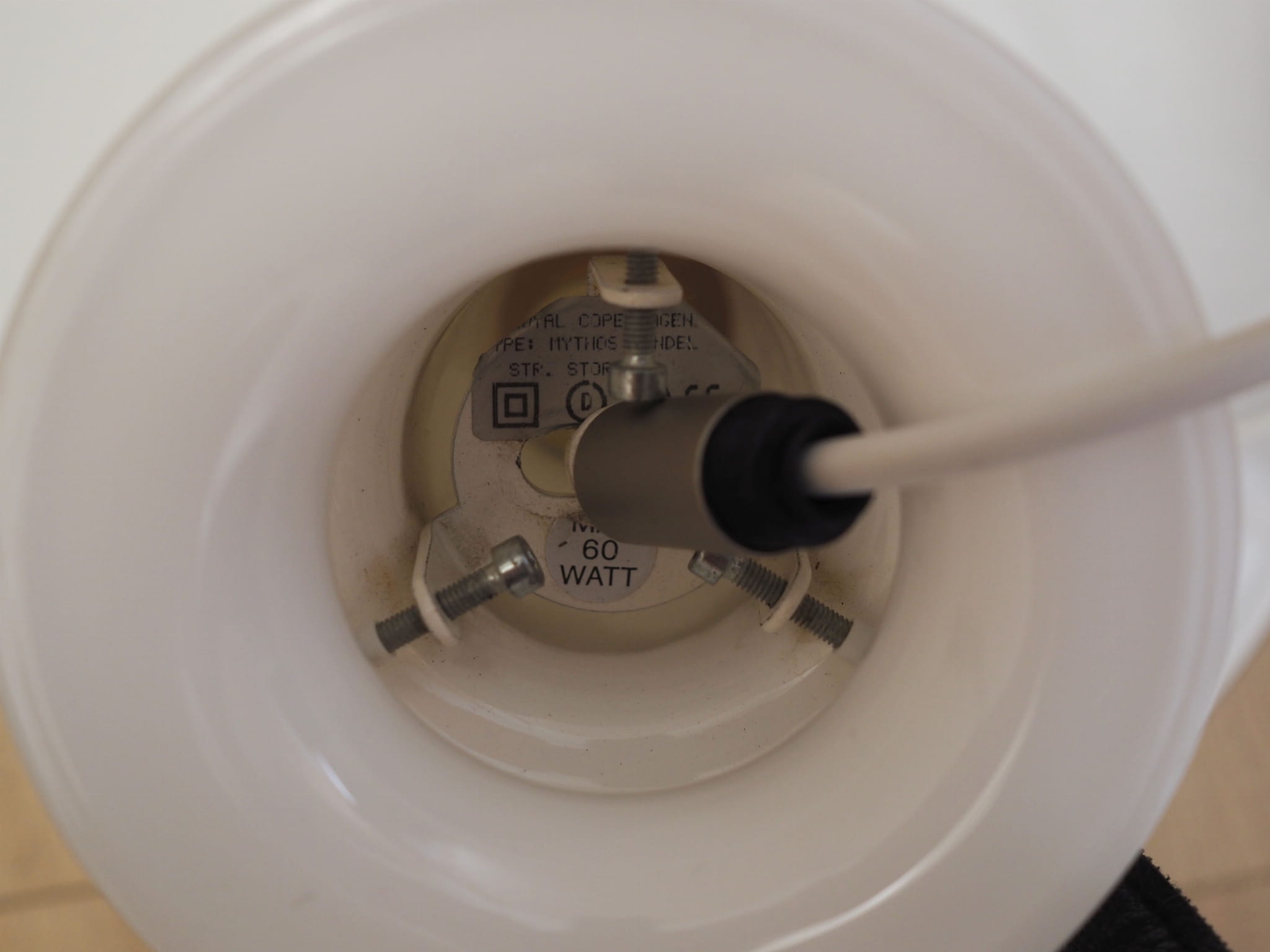 Pendant lamp glass white 1970s