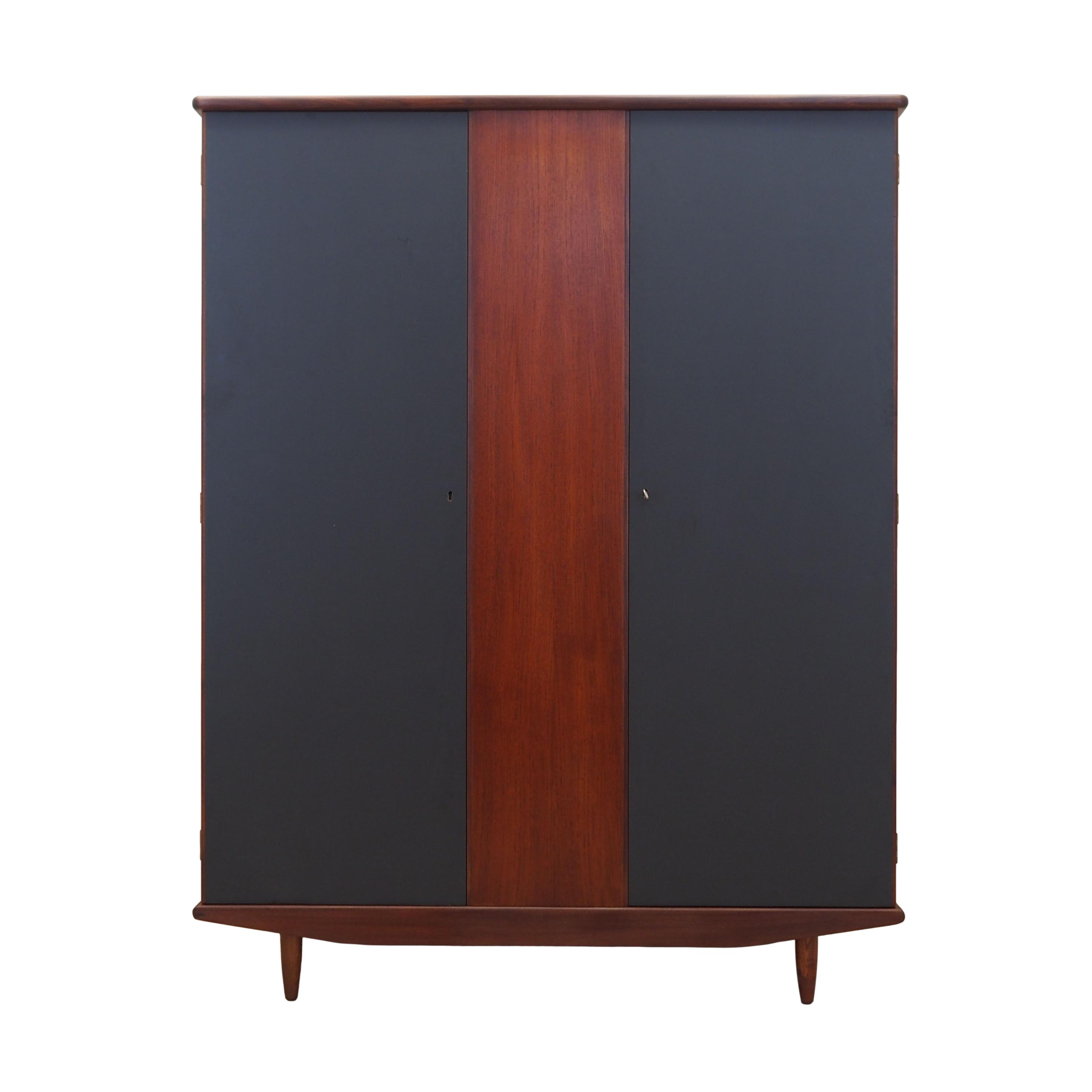 Teak Kleiderschrank 1960er Jahre Grau Braun