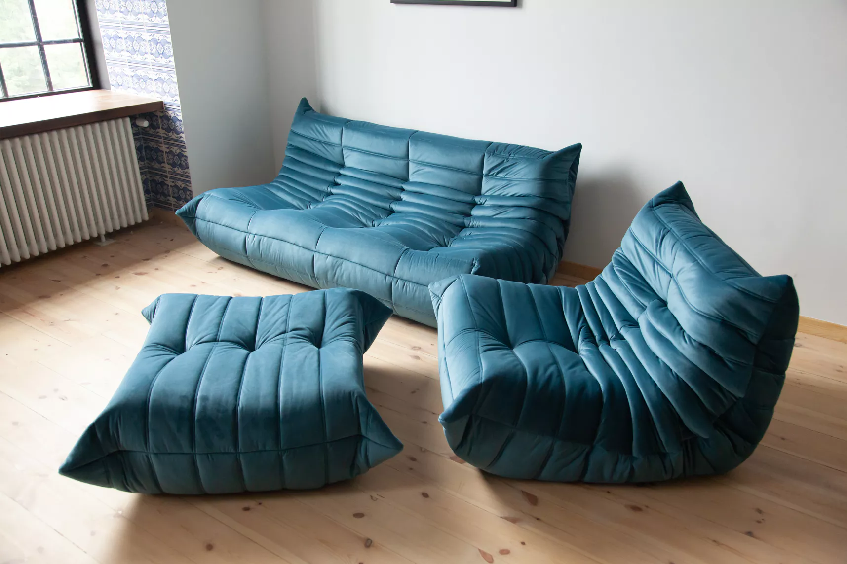 Togo Lounge Set 3-pc. Velvet Sea Blue