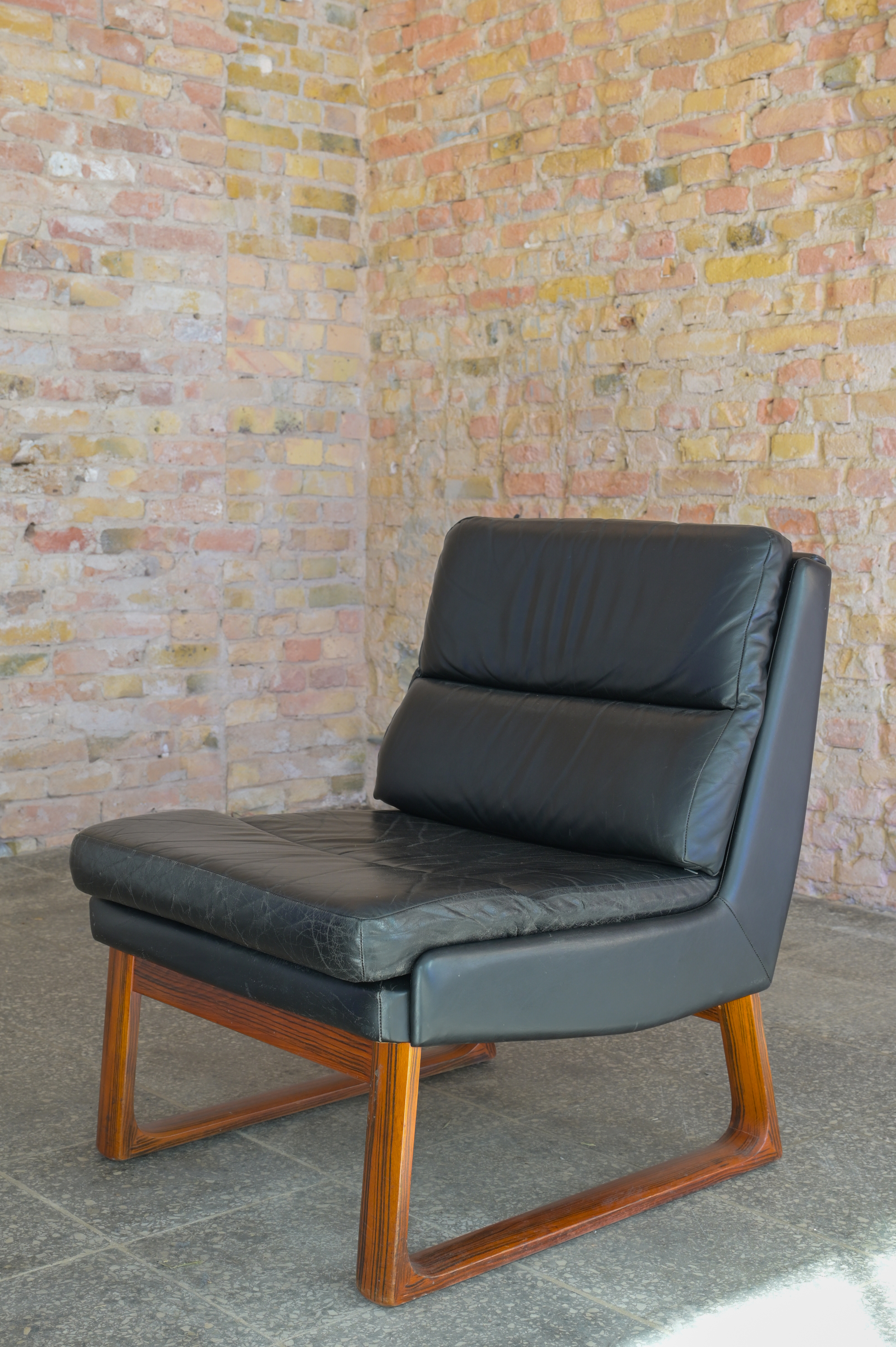 Sofagarnitur Leder Holz 3 teilig