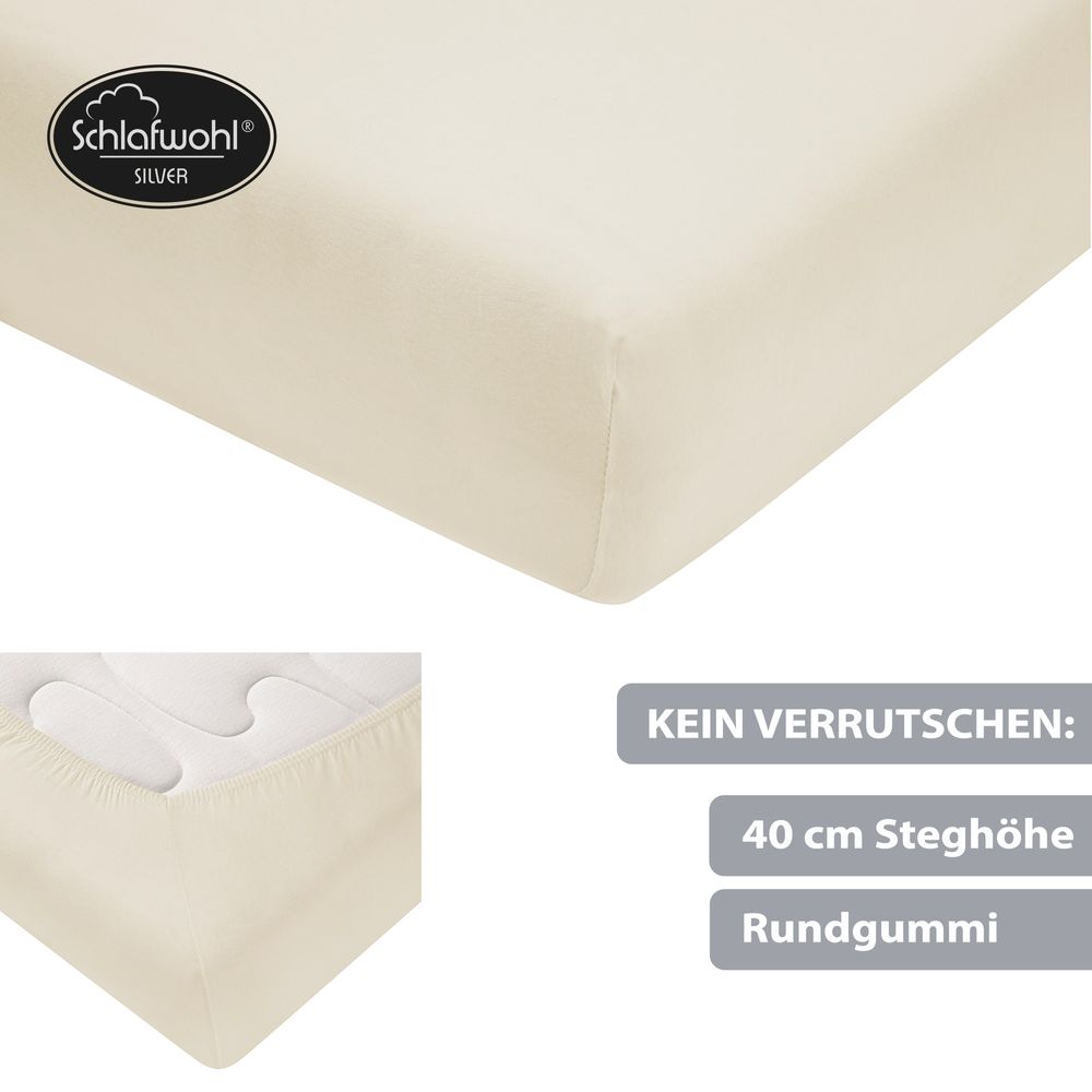 Spannleintuch für Boxspringbett aus Baumwolle Ecru