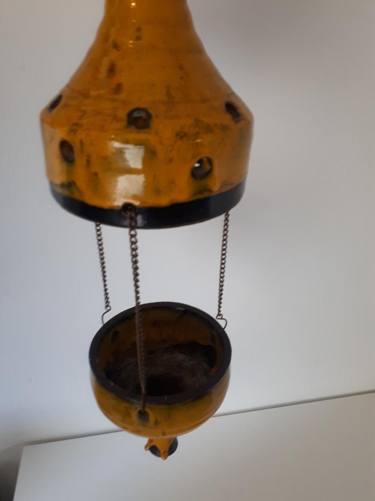 Vintage Pendelleuchte mit Blumentopf Keramik 1960er Jahre