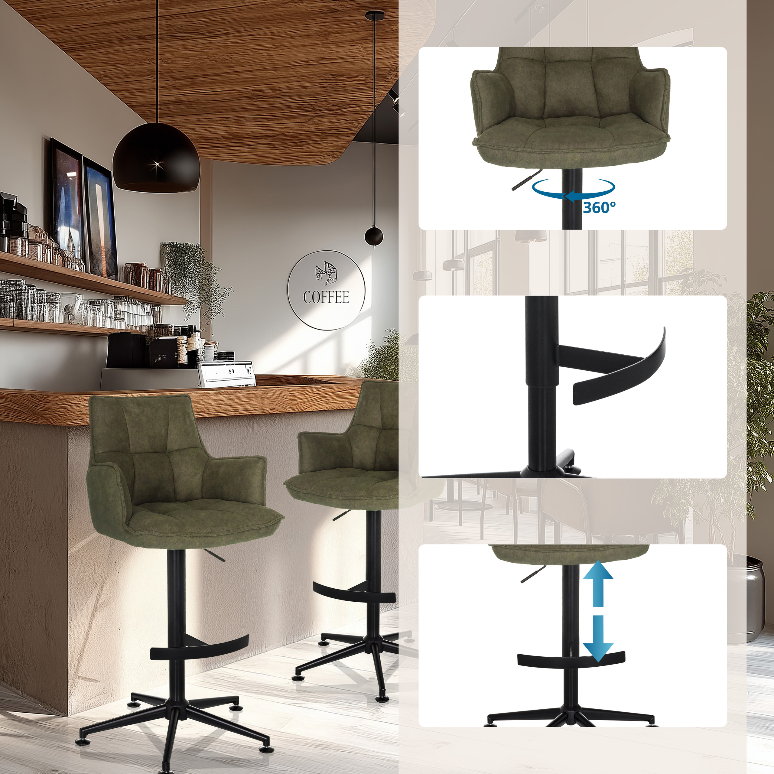 SOLAO LIFE HIGH Stool Fabric Green