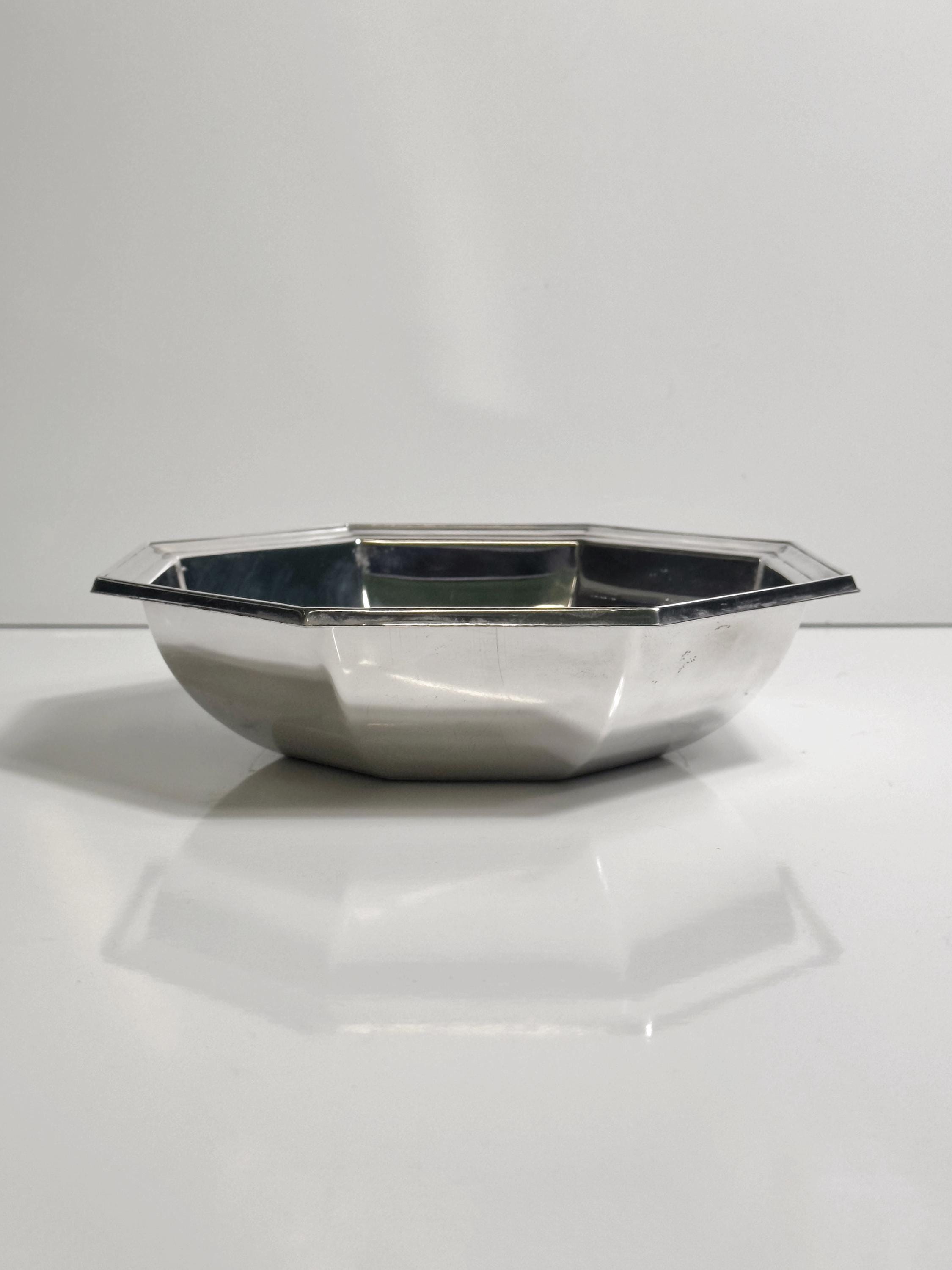 Vintage Silver-plated Bowl Octagon Metal 1980s