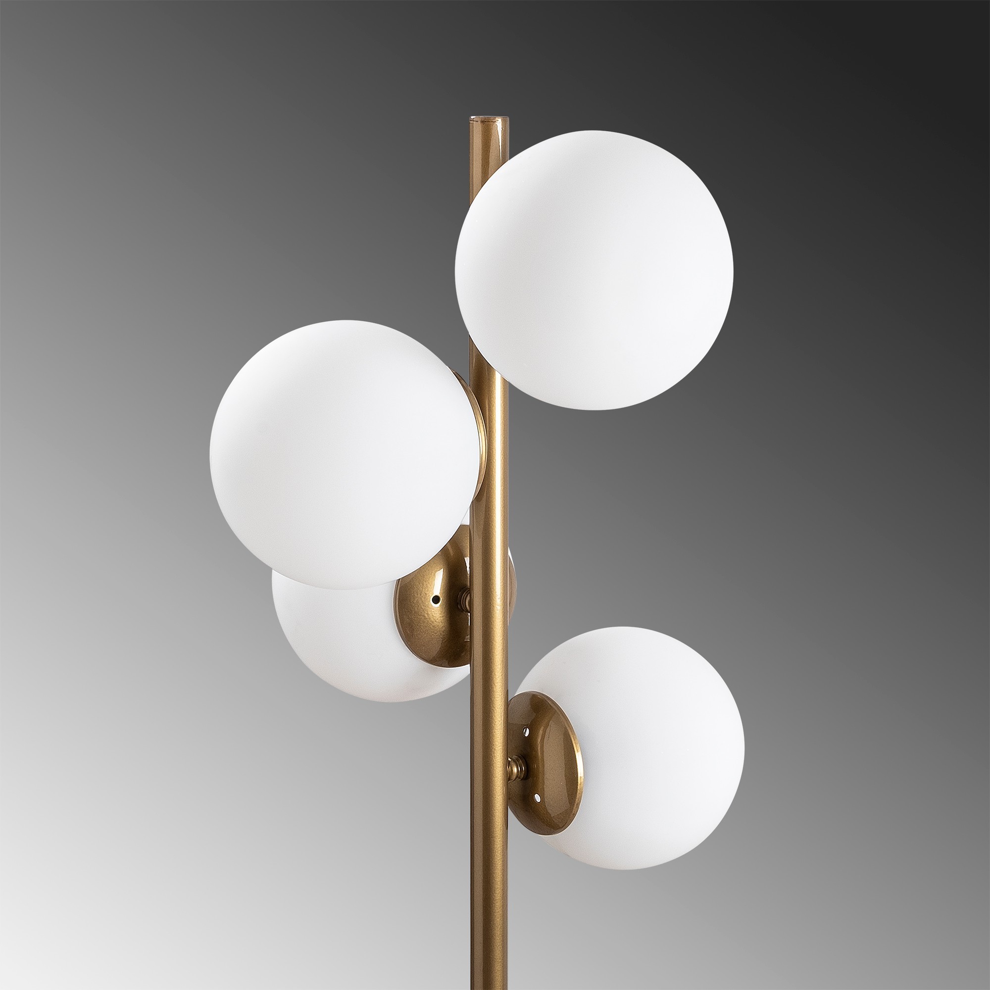 Floor lamp 4 glass spheres Metal Gold 130cm