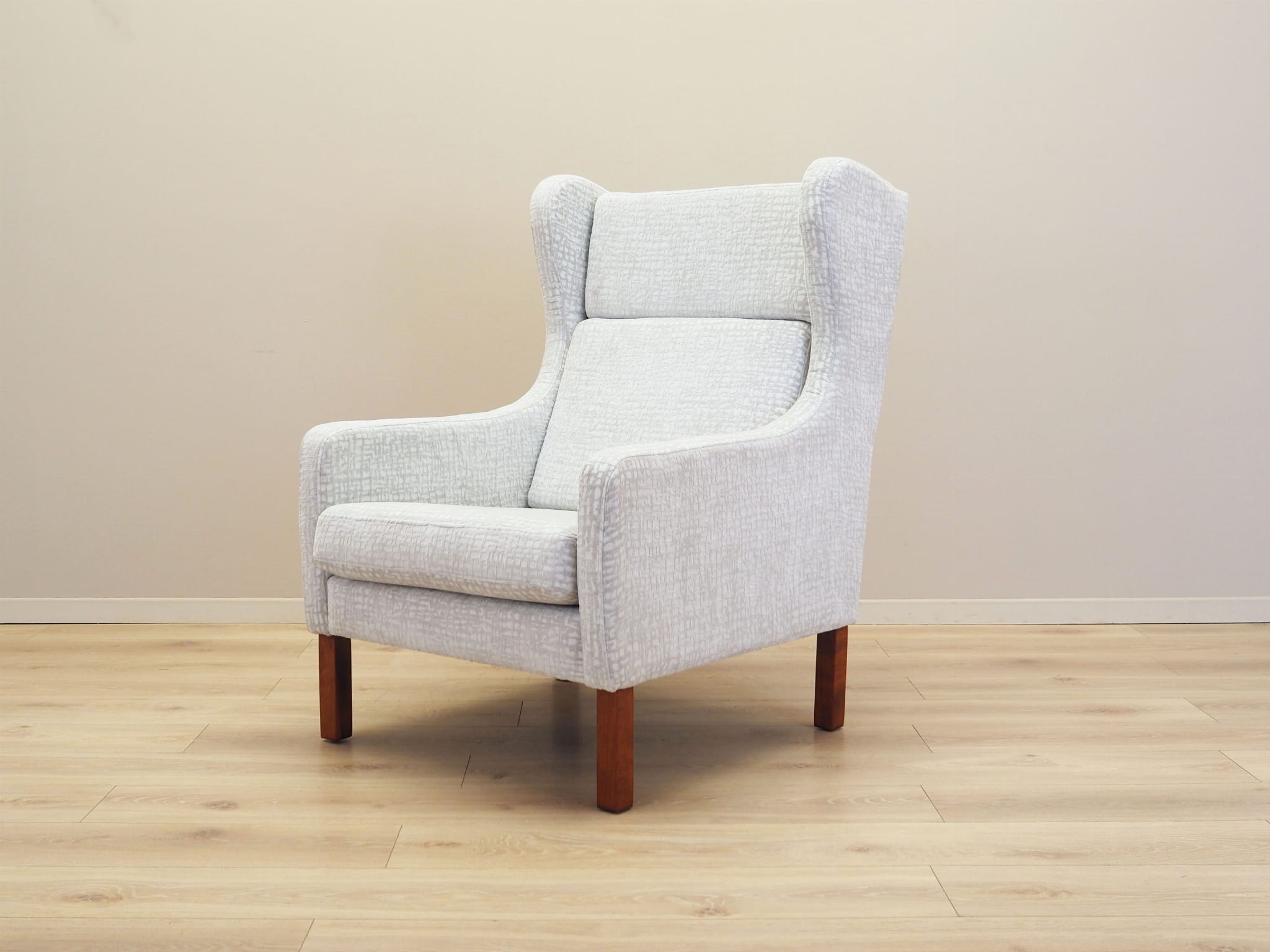 Vintage Sessel Textil Holz Grau 1960er Jahre