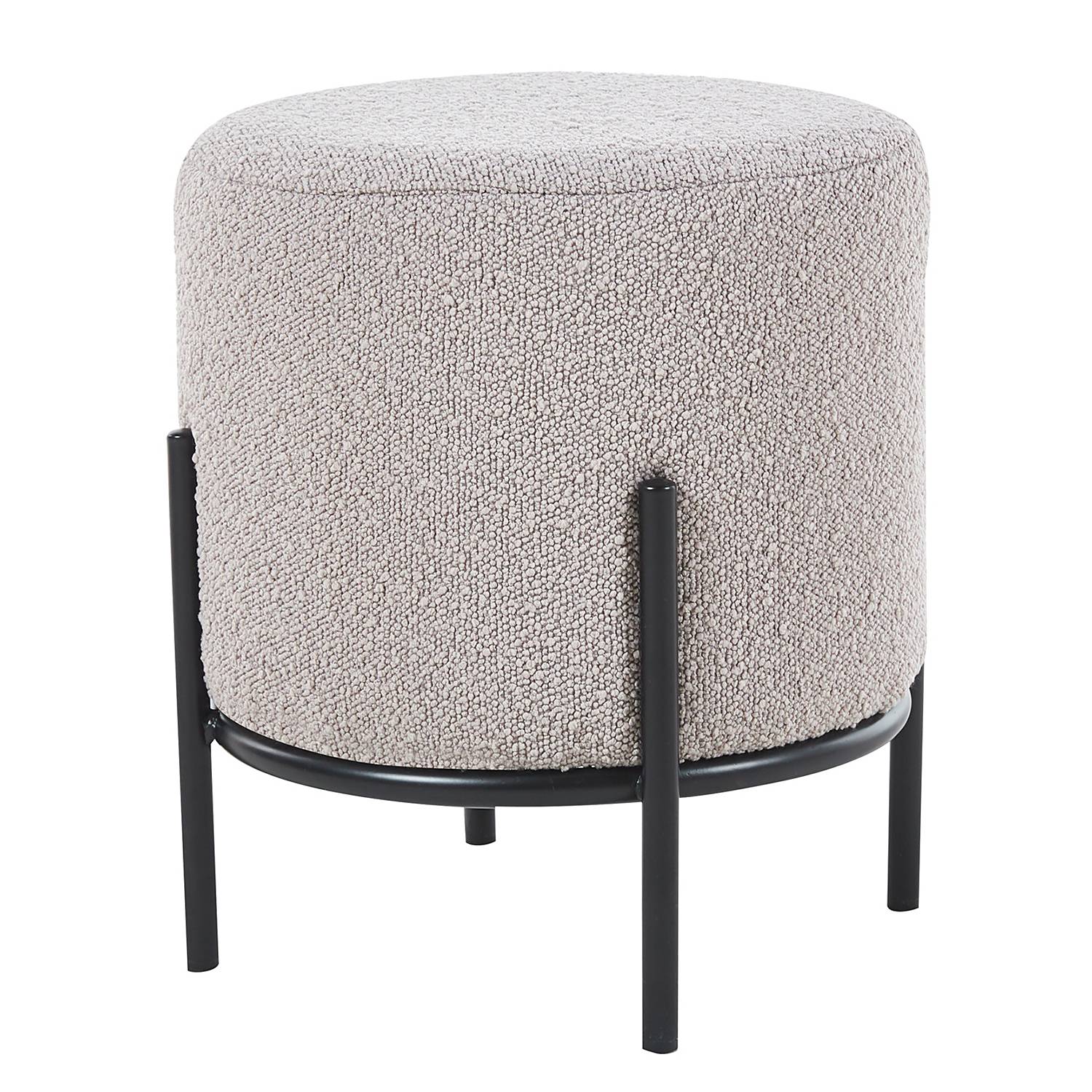 Polsterhocker Bumyra Bouclé Metall Taupe