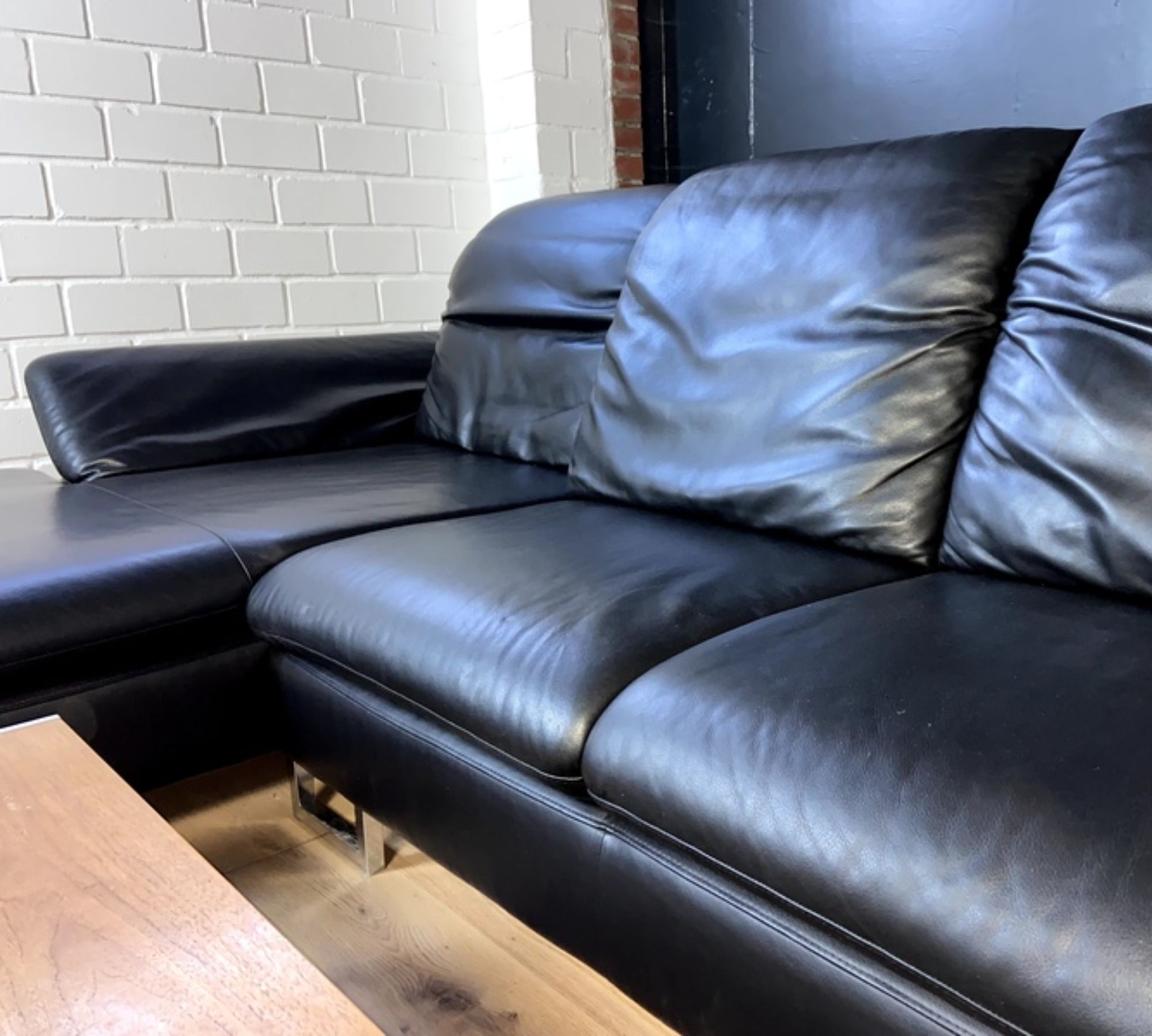 Sofa Récamiere Links Leder Schwarz