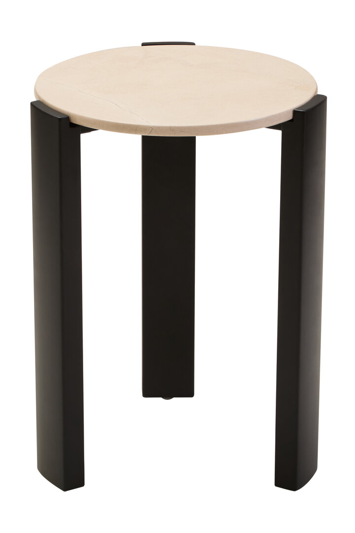 Palermo Runder Beistelltisch Marmorplatte Creme Schwarz