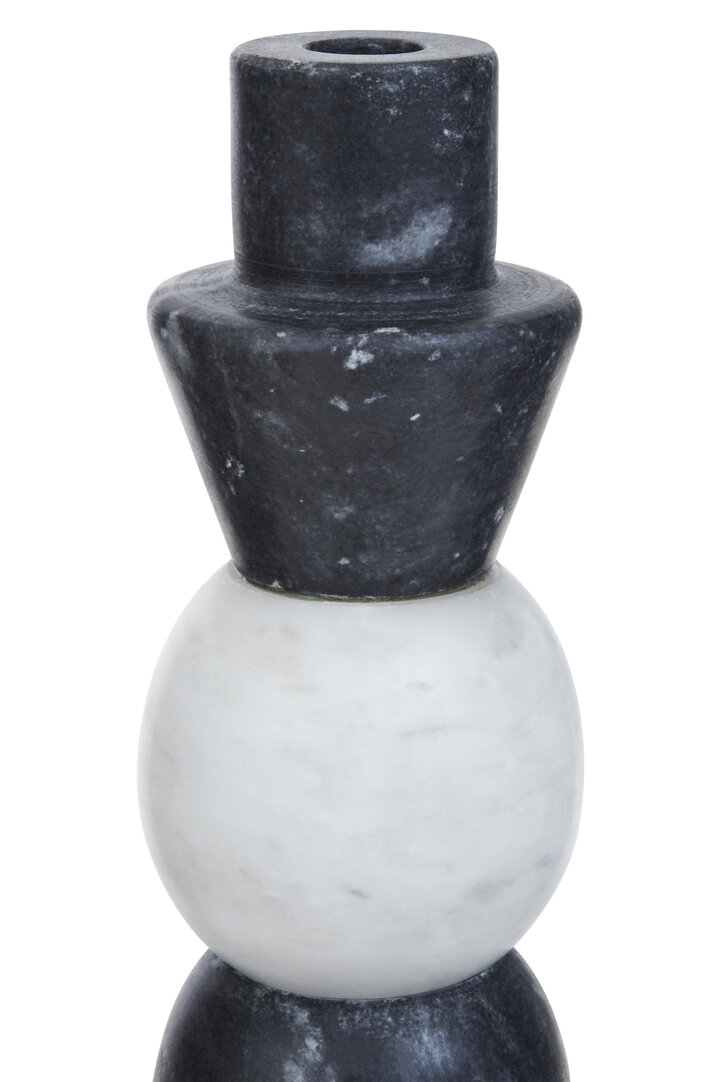 Oxana Multi-layered Candle Holder Marble Black White