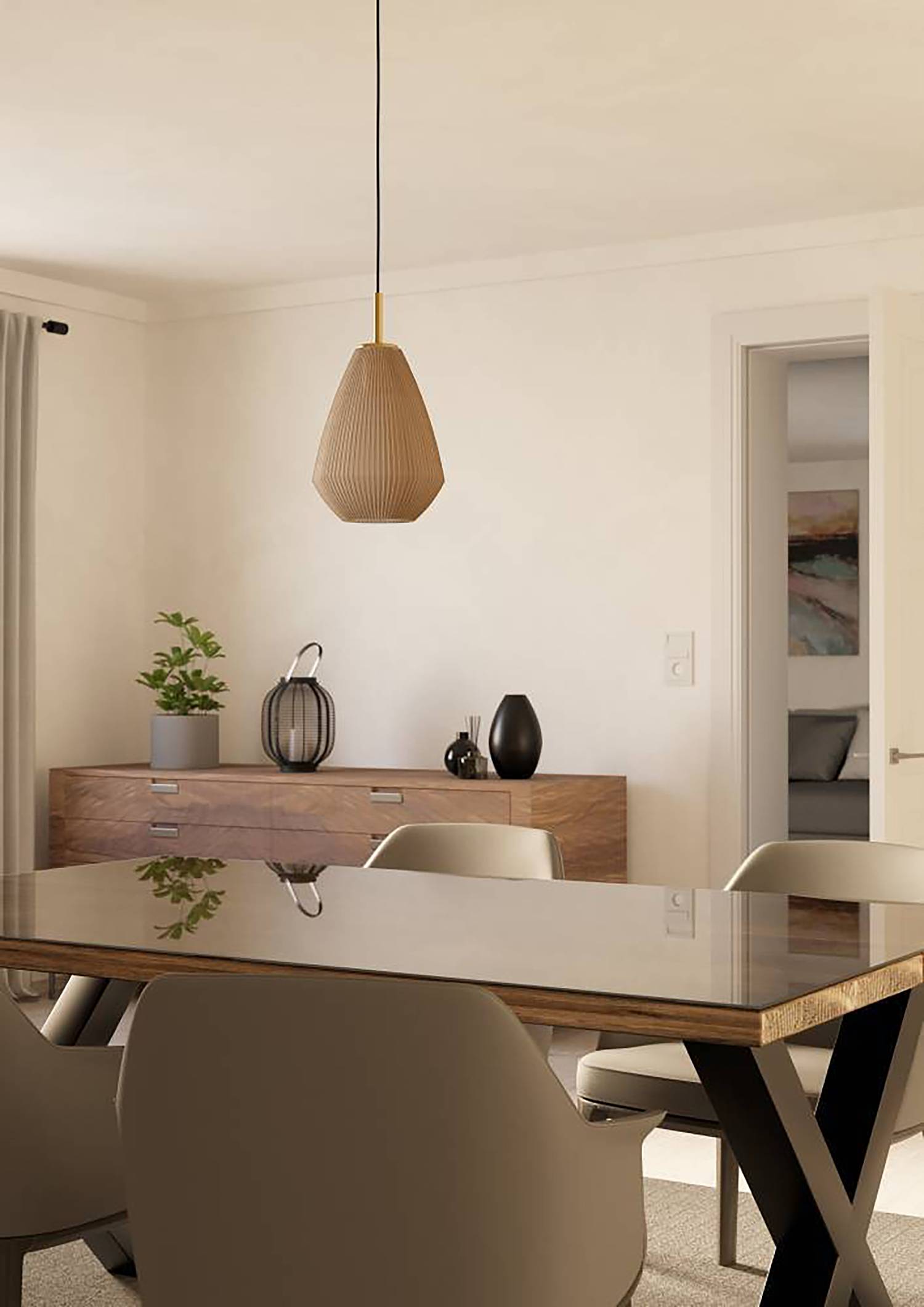 Caprarola Frosted Pendant Lamp Glass Steel Single-flame