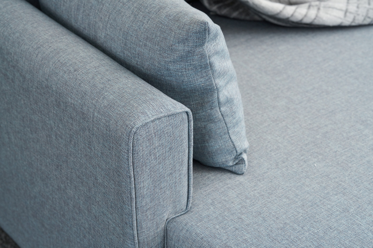 Bella Sofa Récamiere Links mit Hocker Blau