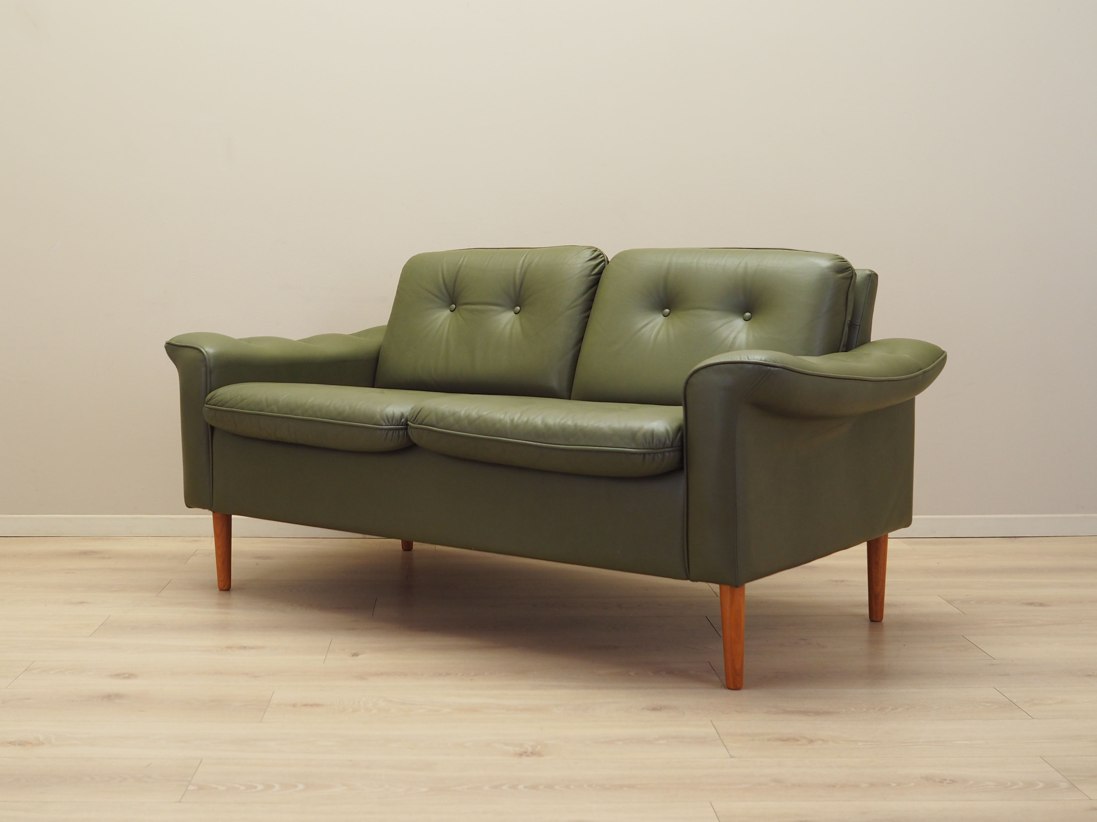 Sofa Leder Grün 1970er Jahre
