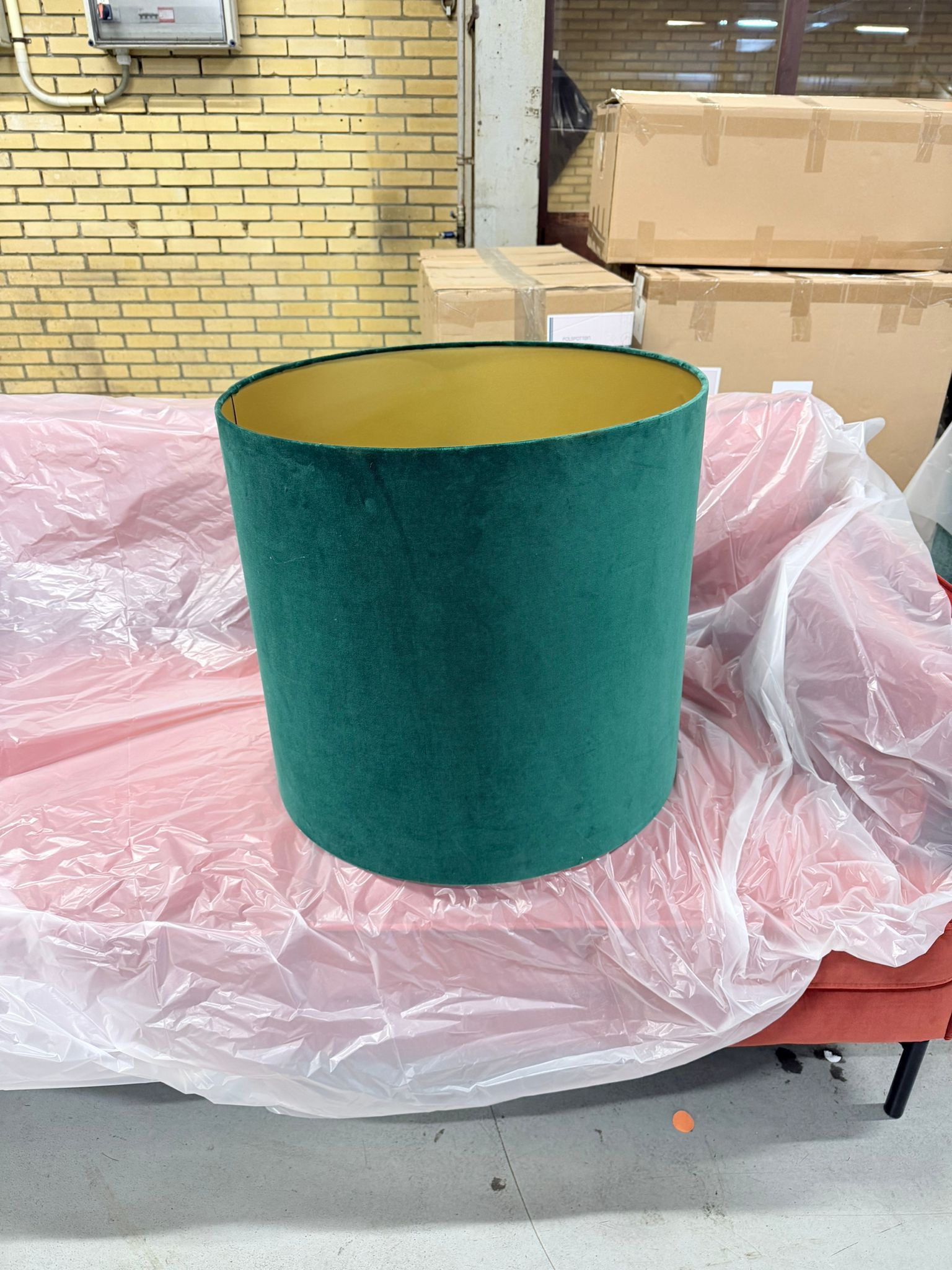 Lampshade Velvet Metal Green Gold