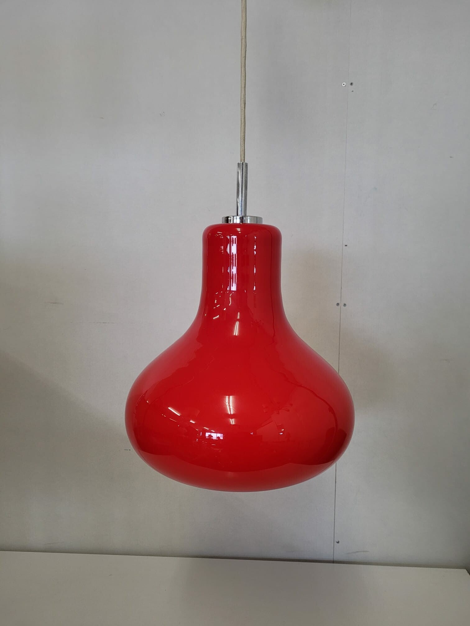 Vintage Hängelampe Glas Rot