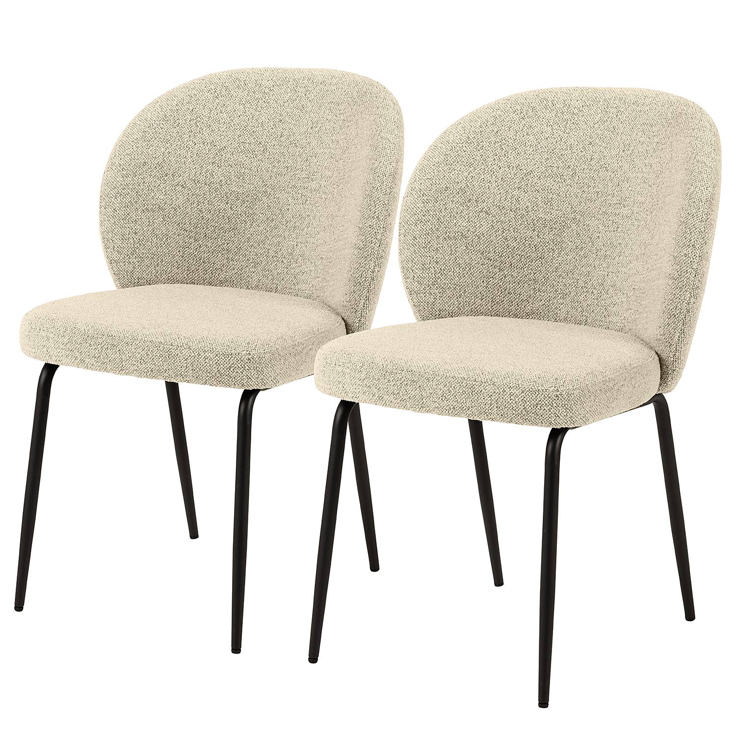 2x Polsterstuhl Carreras Bouclé Stoff Moena Creme