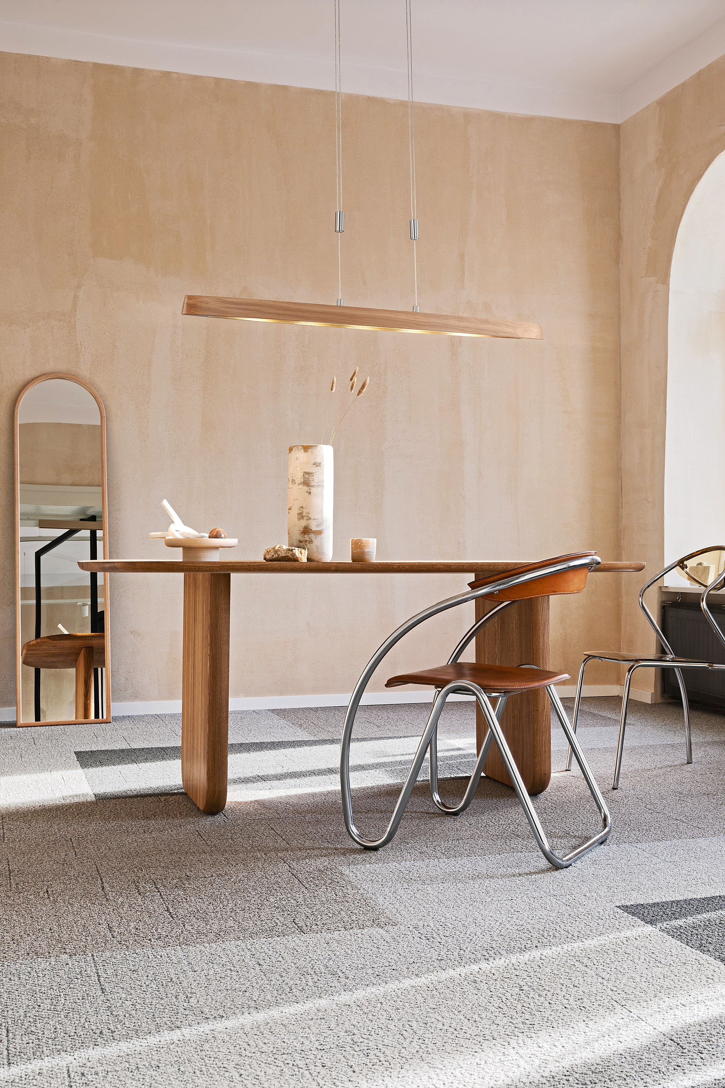 5-Flammig Wood Ship LED-Pendelleuchte Eisen Eiche Massiv 