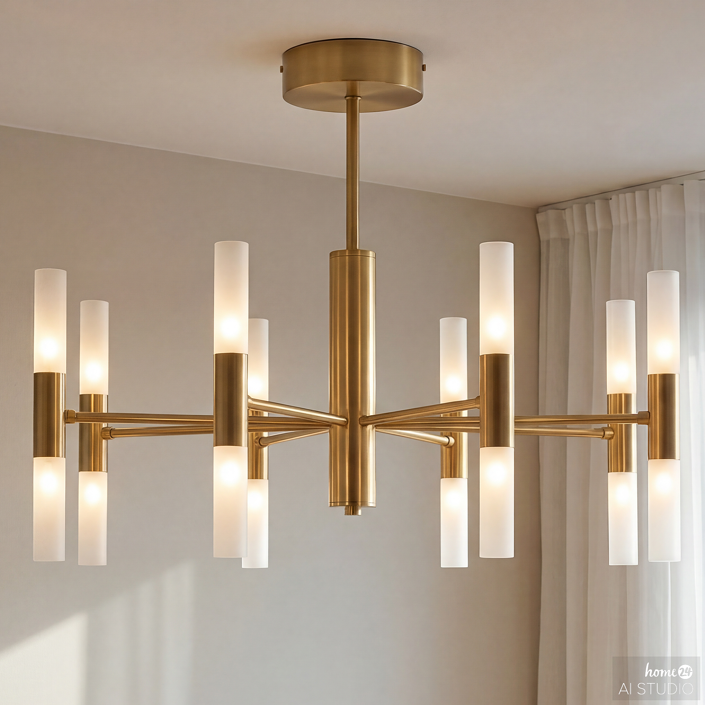 Ceiling light Fylux 20-light glass iron black