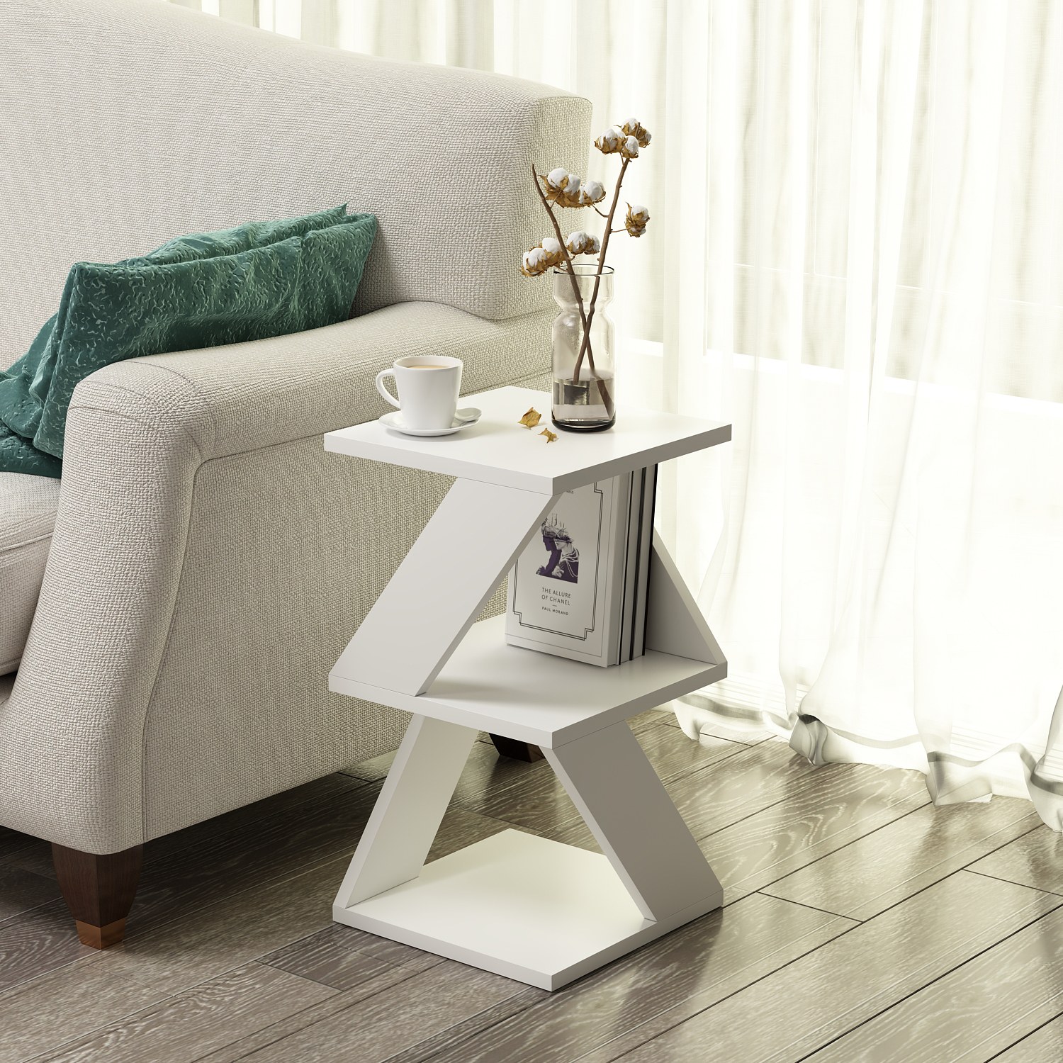 Albeni Side Table Wood Veneer White