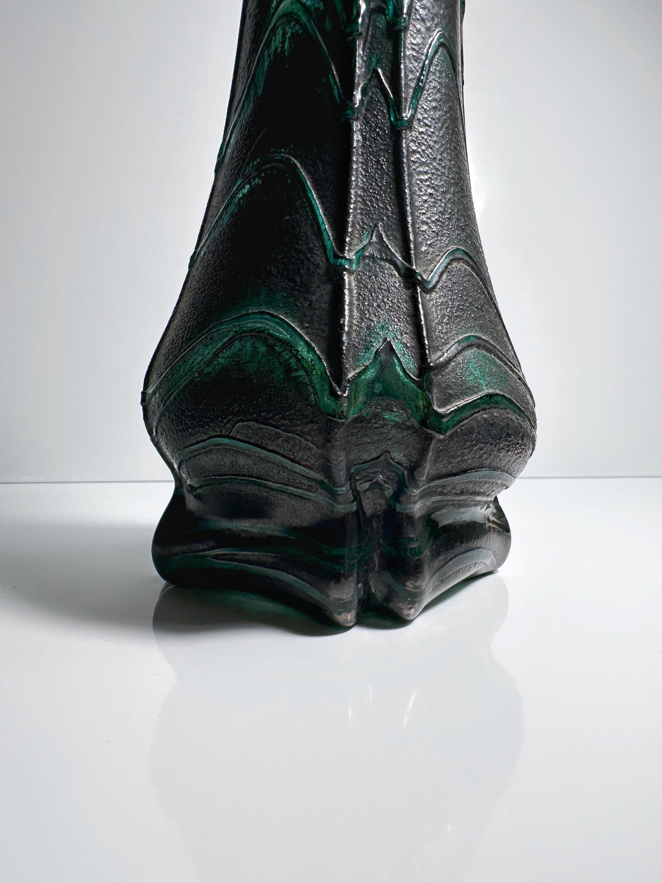 Vintage Flower vase Glass Green Germany 1990s