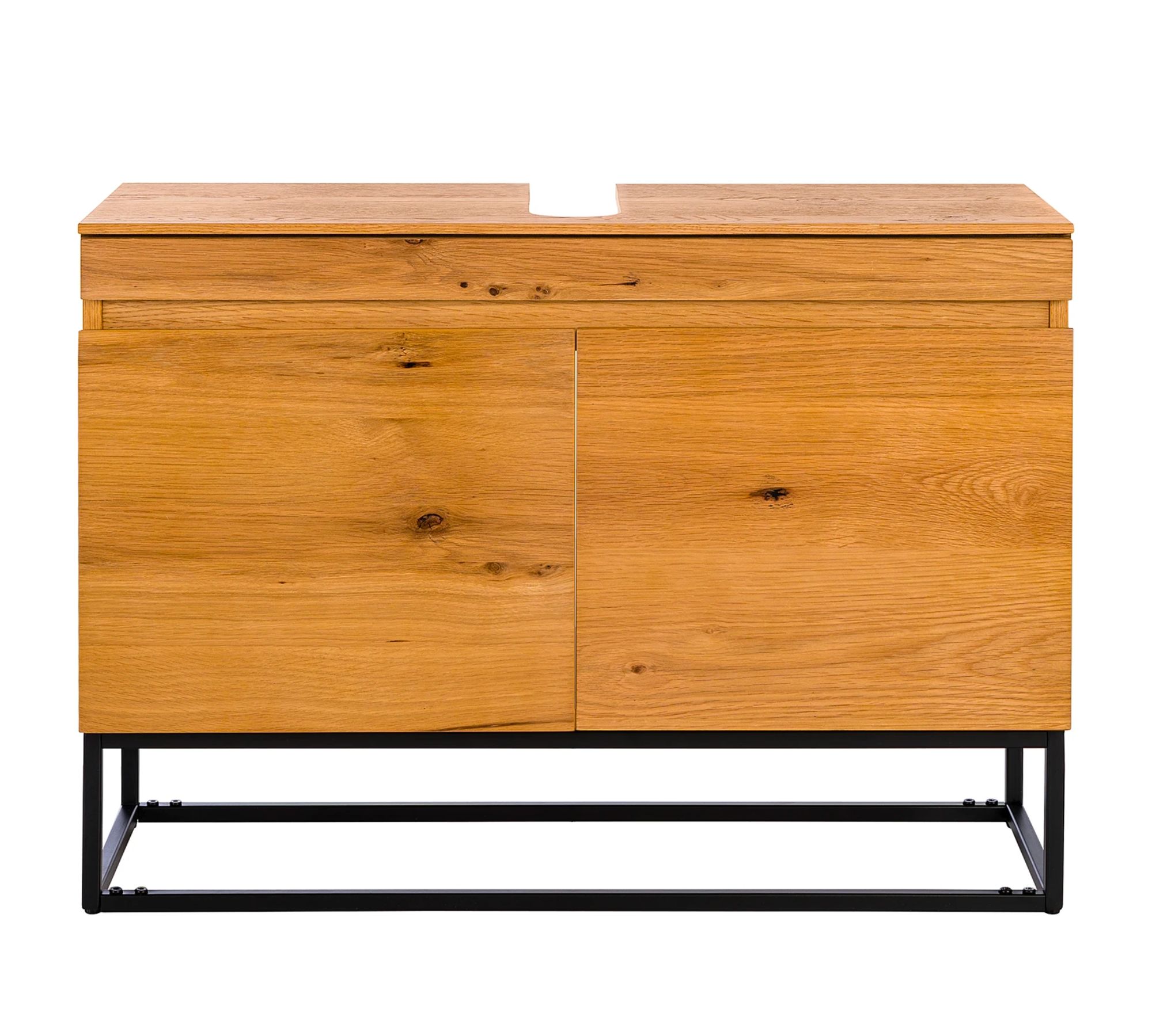 Waschbeckenunterschrank Stahl Holz Eiche