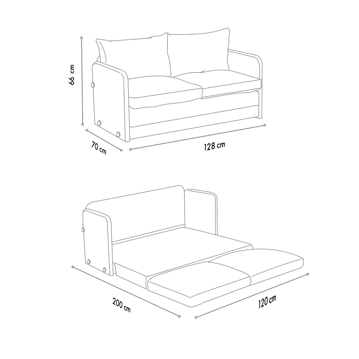 Saga Schlafsofa 2-Sitzer Dunkelgrau