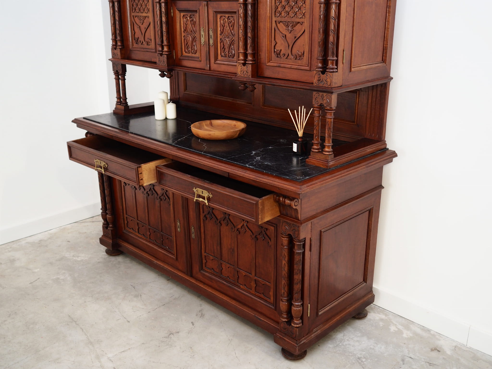 Vintage cabinet oak wood brown