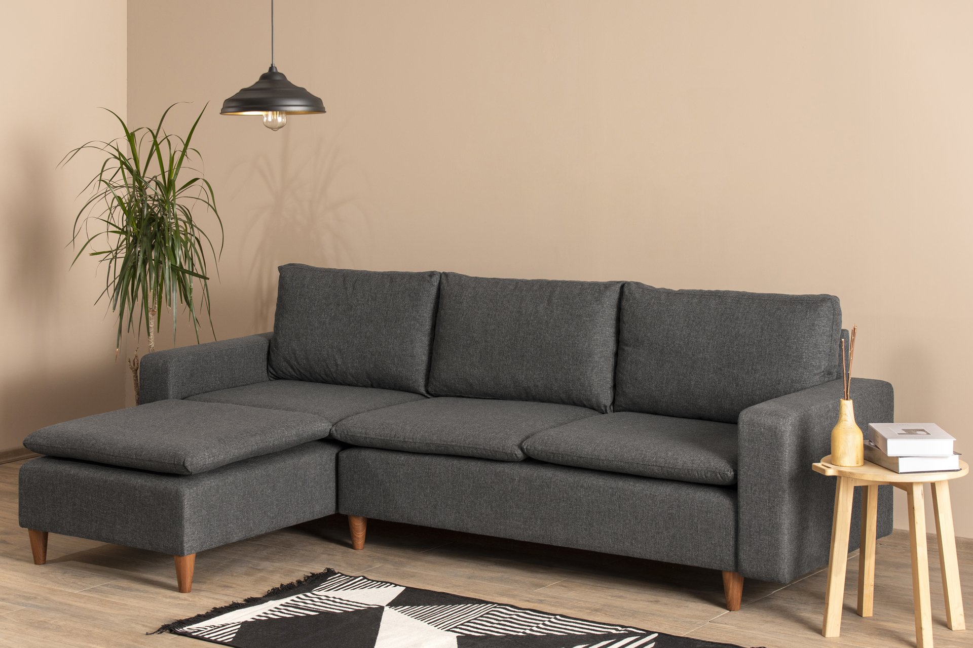 Long corner sofa Dark grey