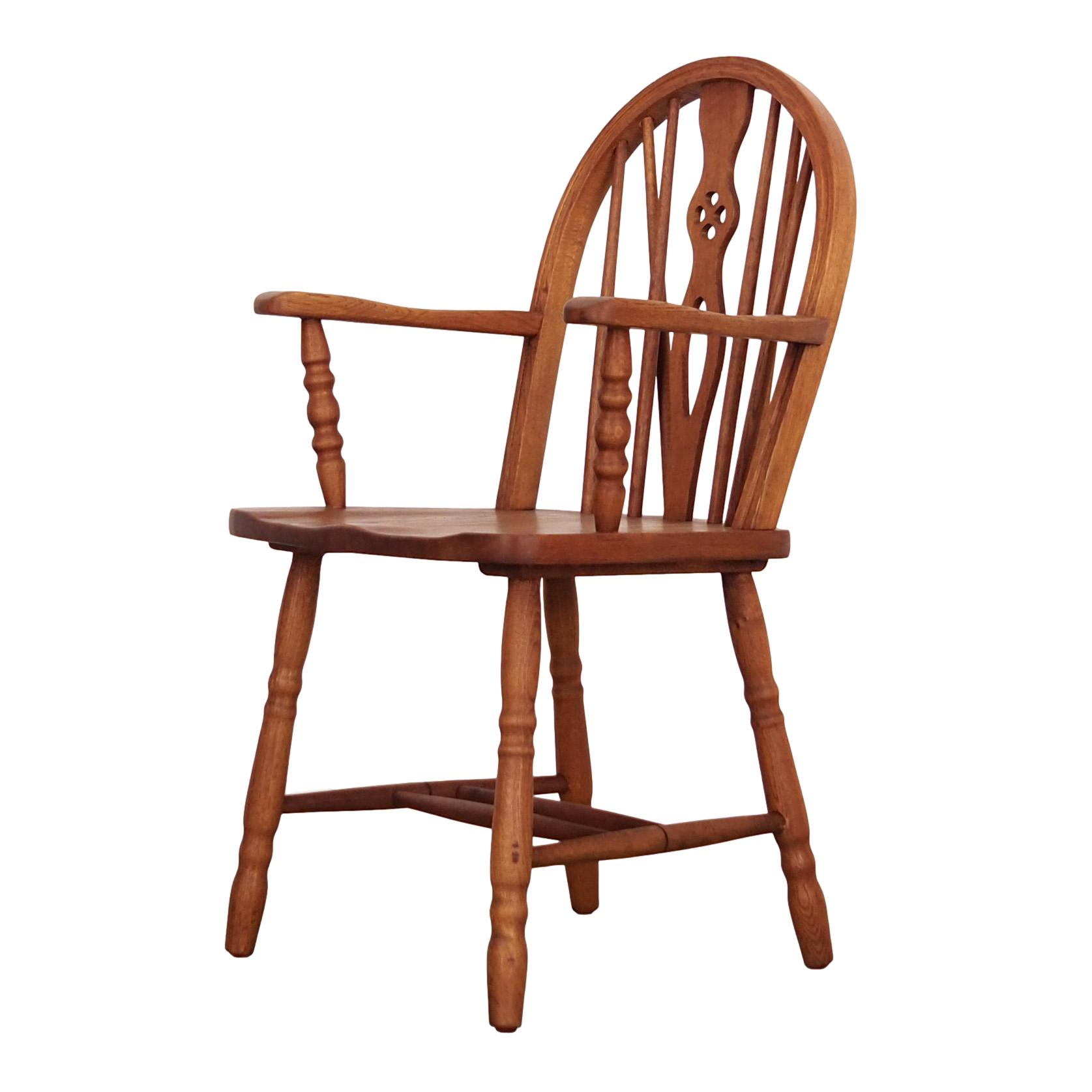 Sedia con braccioli vintage in rovere marrone anni '60