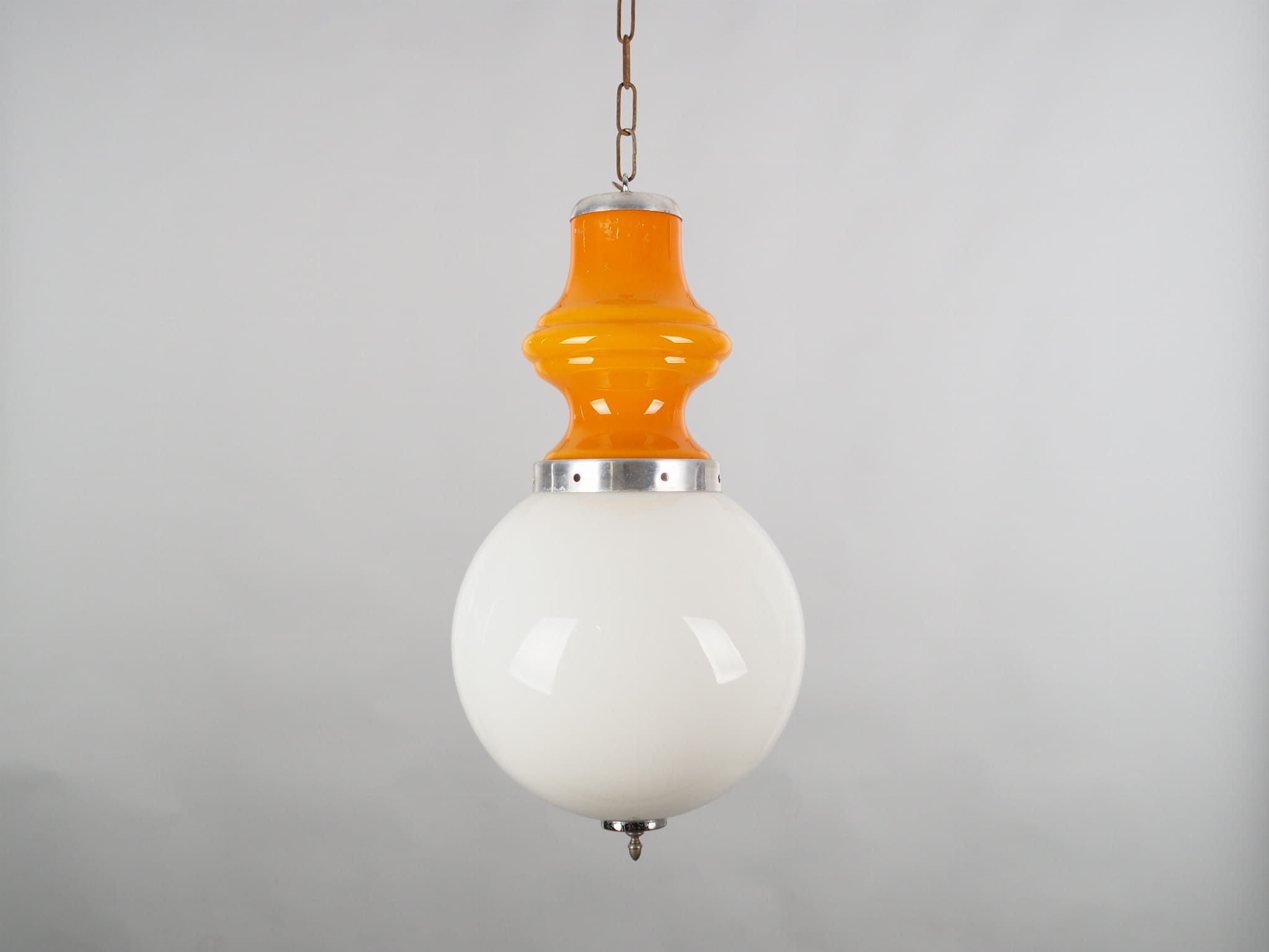 Pendant lamp glass metal 1970s