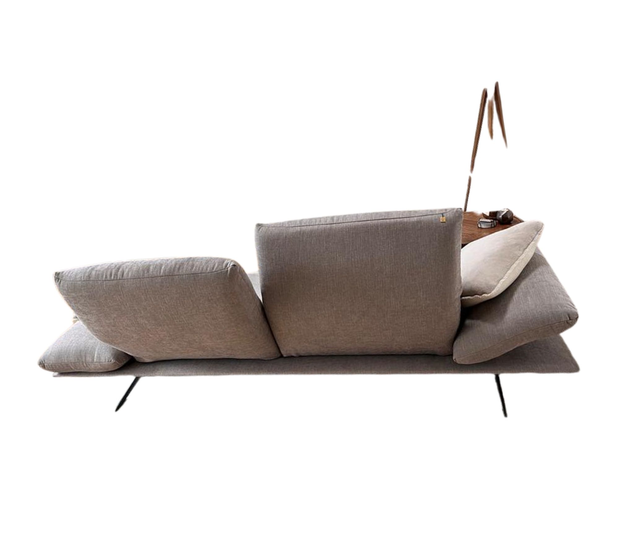 2-Sitzer Sofa und Hocker Grau