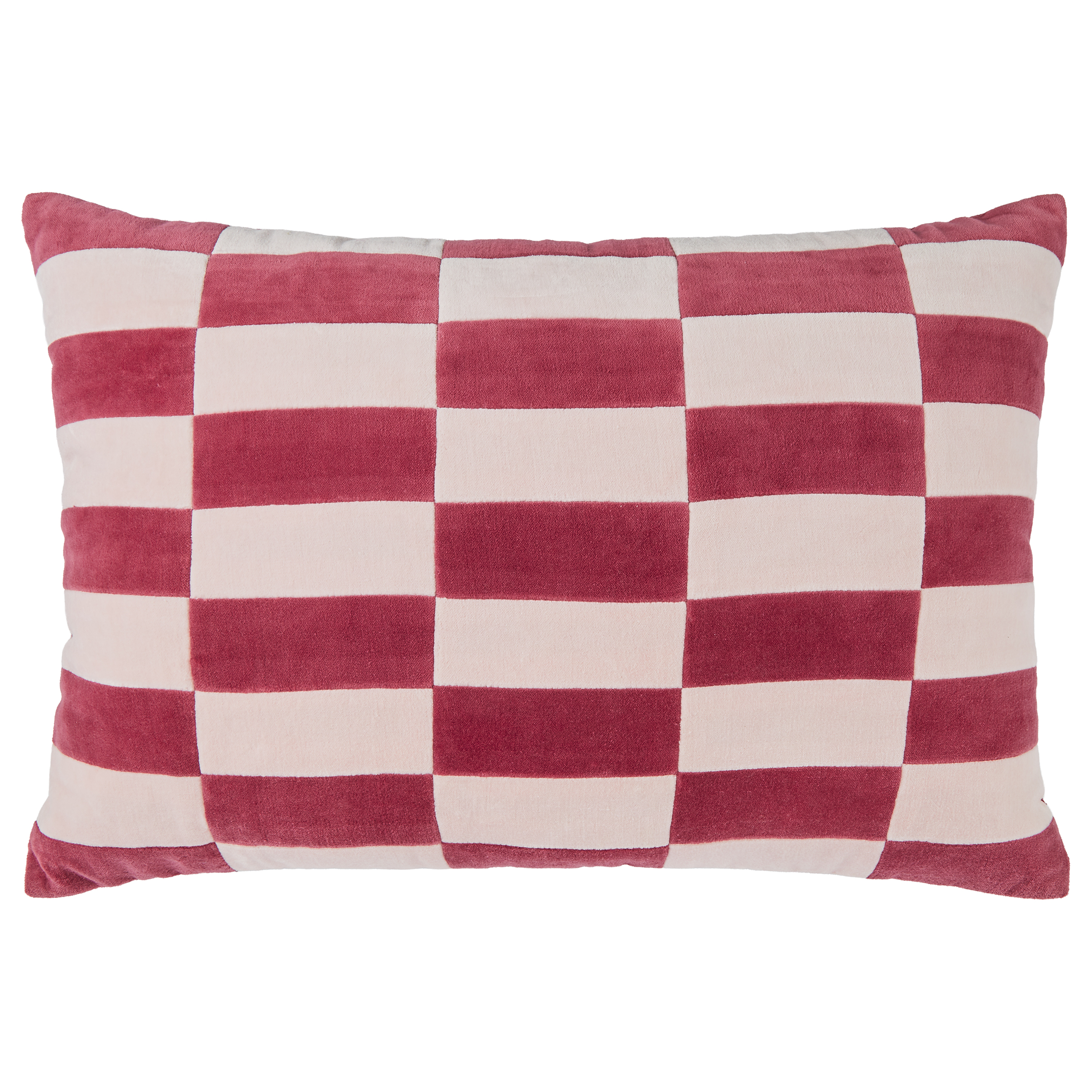 CHECKER VELVET Kissen Baumwolle Hellrosa